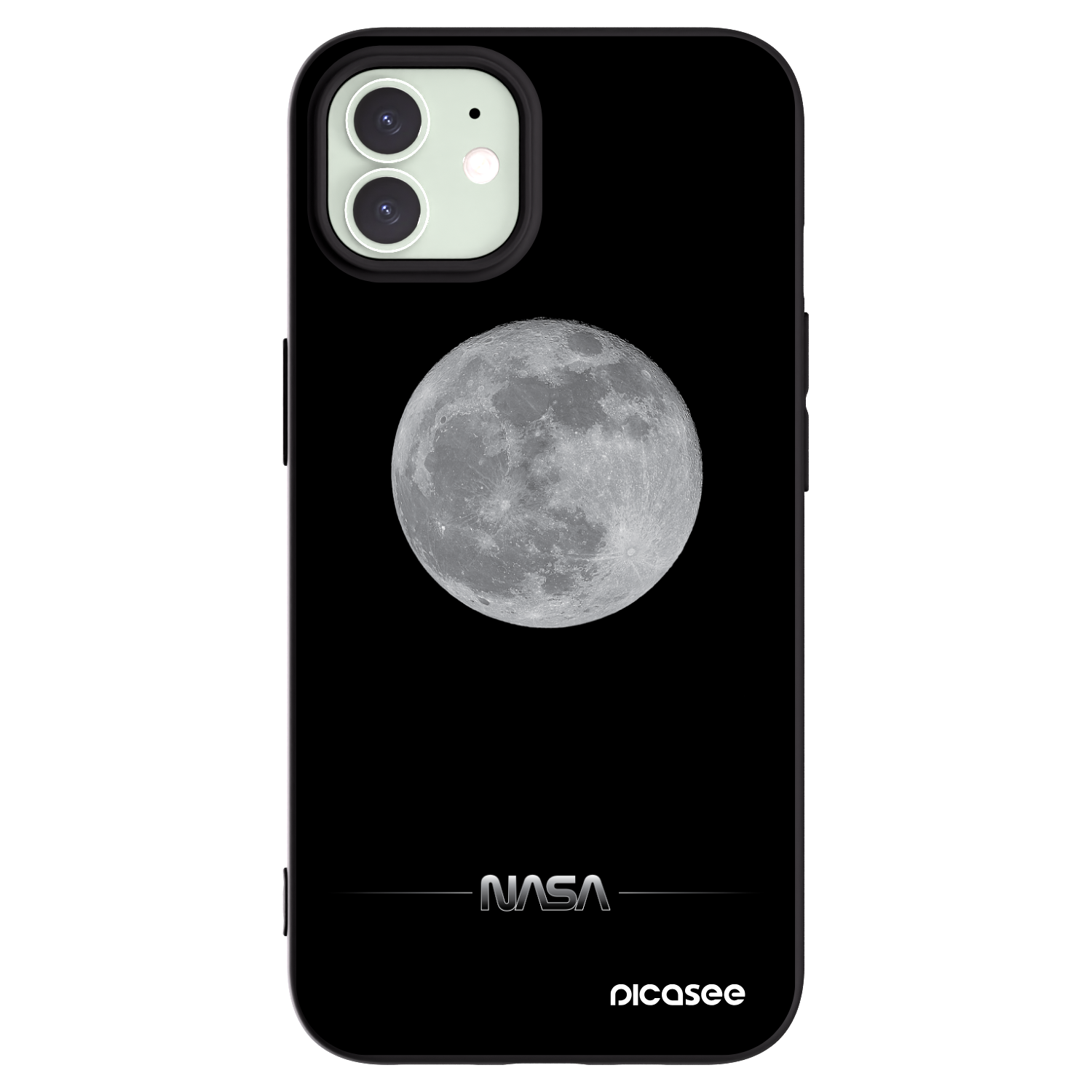 Picasee Μαύρη θήκη σιλικόνης για Apple iPhone 12 - Moon Minimal