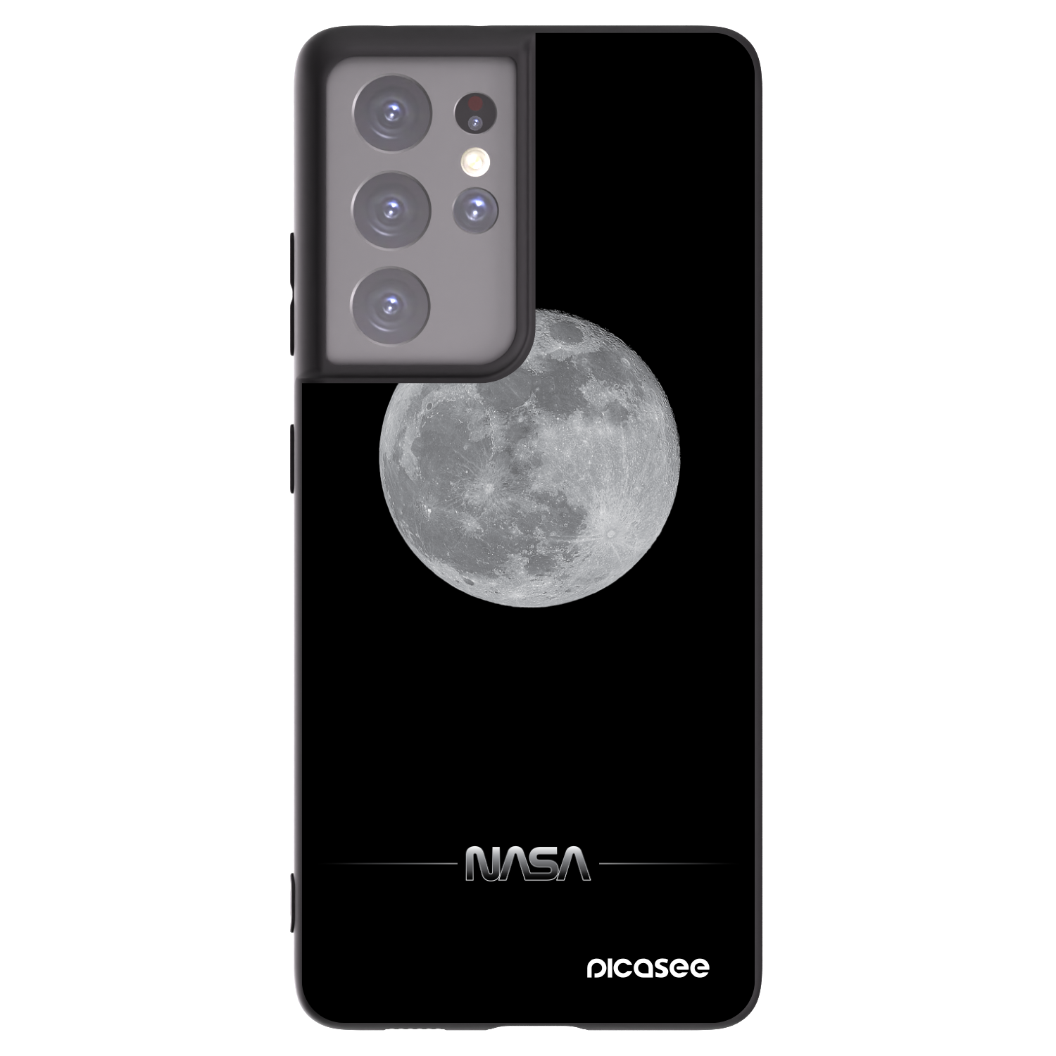Picasee Μαύρη θήκη σιλικόνης για Samsung Galaxy S21 Ultra 5G G998B - Moon Minimal