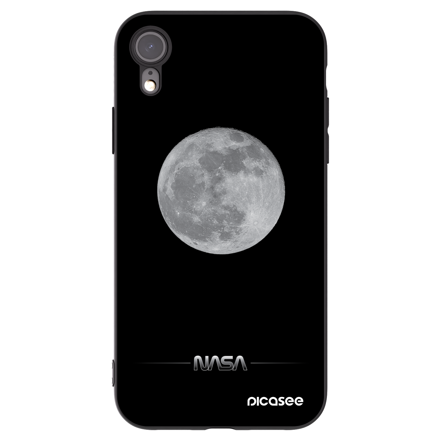 Picasee Μαύρη θήκη σιλικόνης για Apple iPhone XR - Moon Minimal
