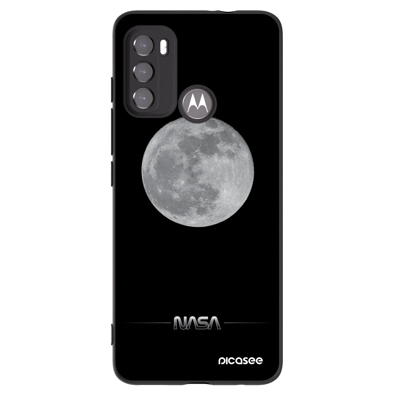 Picasee Μαύρη θήκη σιλικόνης για Motorola Moto G60 - Moon Minimal