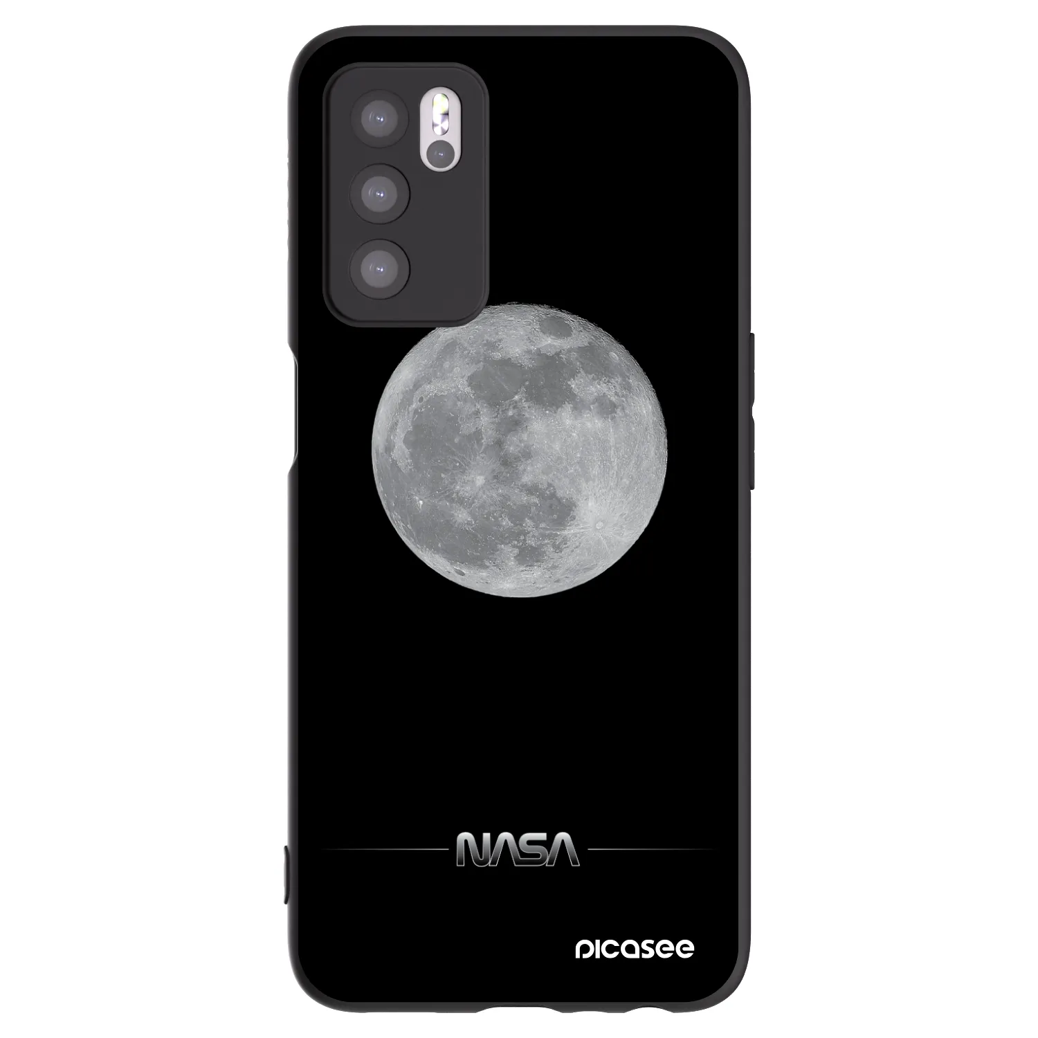 Picasee Μαύρη θήκη σιλικόνης για OPPO A16 - Moon Minimal