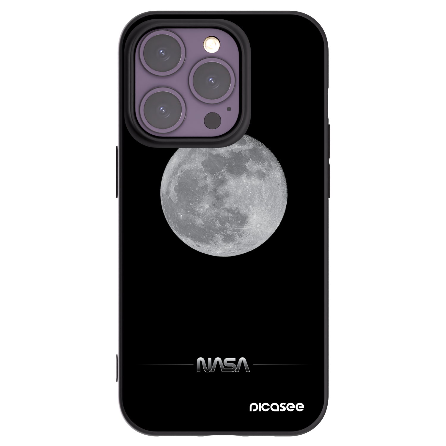 Picasee Μαύρη θήκη σιλικόνης για Apple iPhone 14 Pro - Moon Minimal