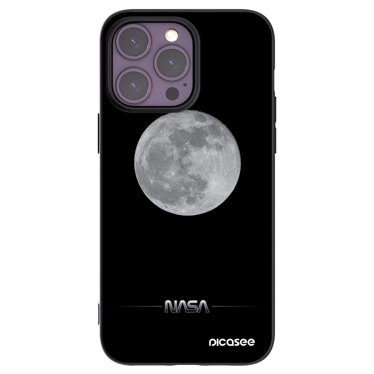 Picasee Μαύρη θήκη σιλικόνης για Apple iPhone 14 Pro Max - Moon Minimal