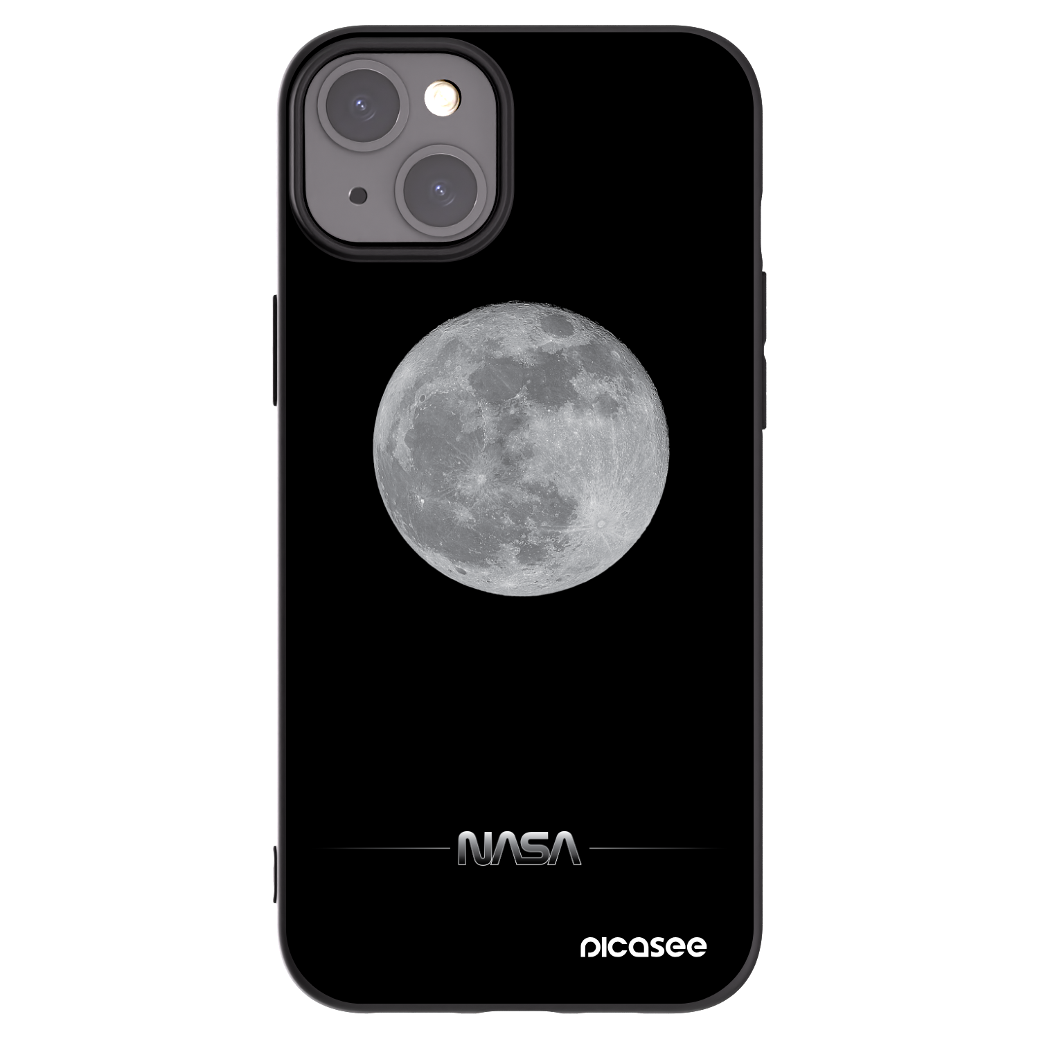 Picasee Μαύρη θήκη σιλικόνης για Apple iPhone 15 Plus - Moon Minimal