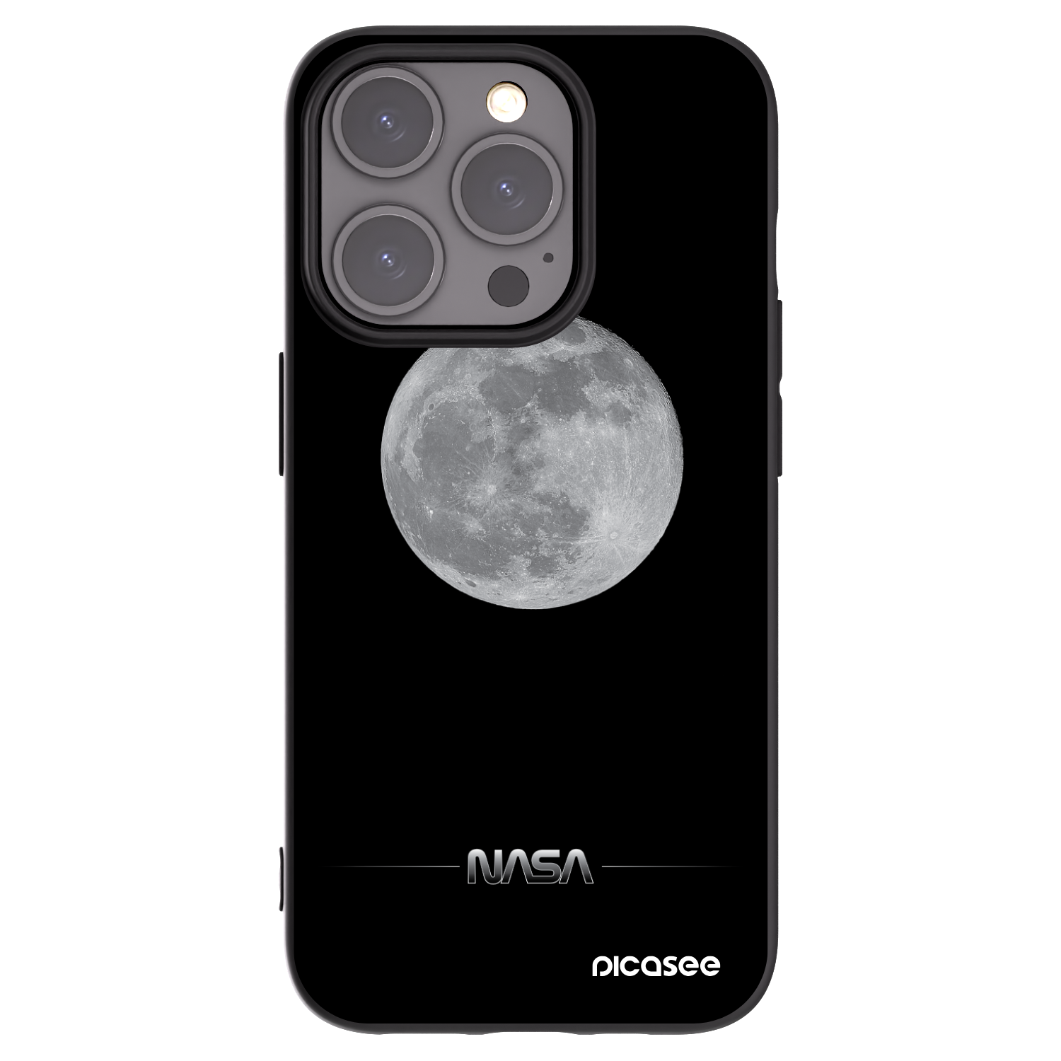 Picasee Μαύρη θήκη σιλικόνης για Apple iPhone 15 Pro - Moon Minimal
