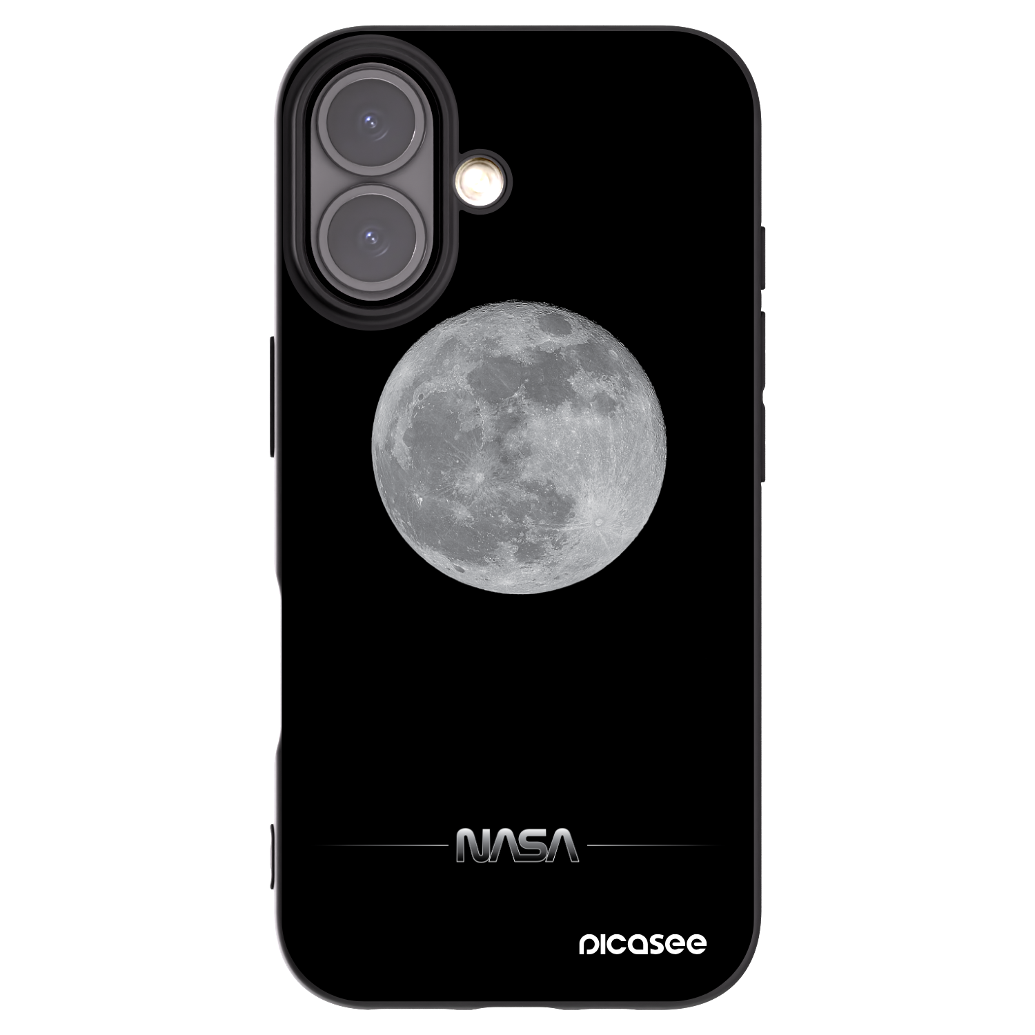 Picasee Μαύρη θήκη σιλικόνης για Apple iPhone 16 - Moon Minimal