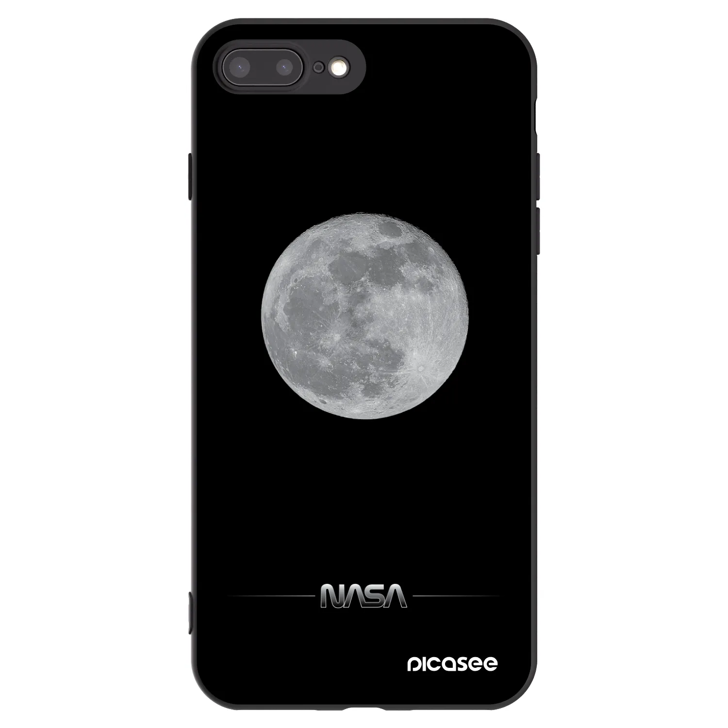Picasee Μαύρη θήκη σιλικόνης για Apple iPhone 7 Plus - Moon Minimal