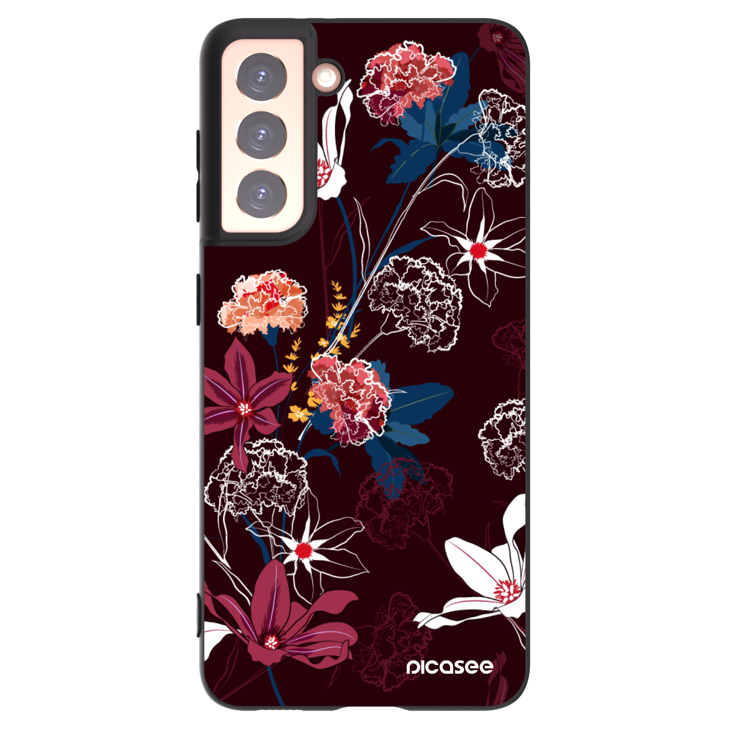 Picasee Μαύρη θήκη σιλικόνης για Samsung Galaxy S21 5G G991B - Dark Meadow