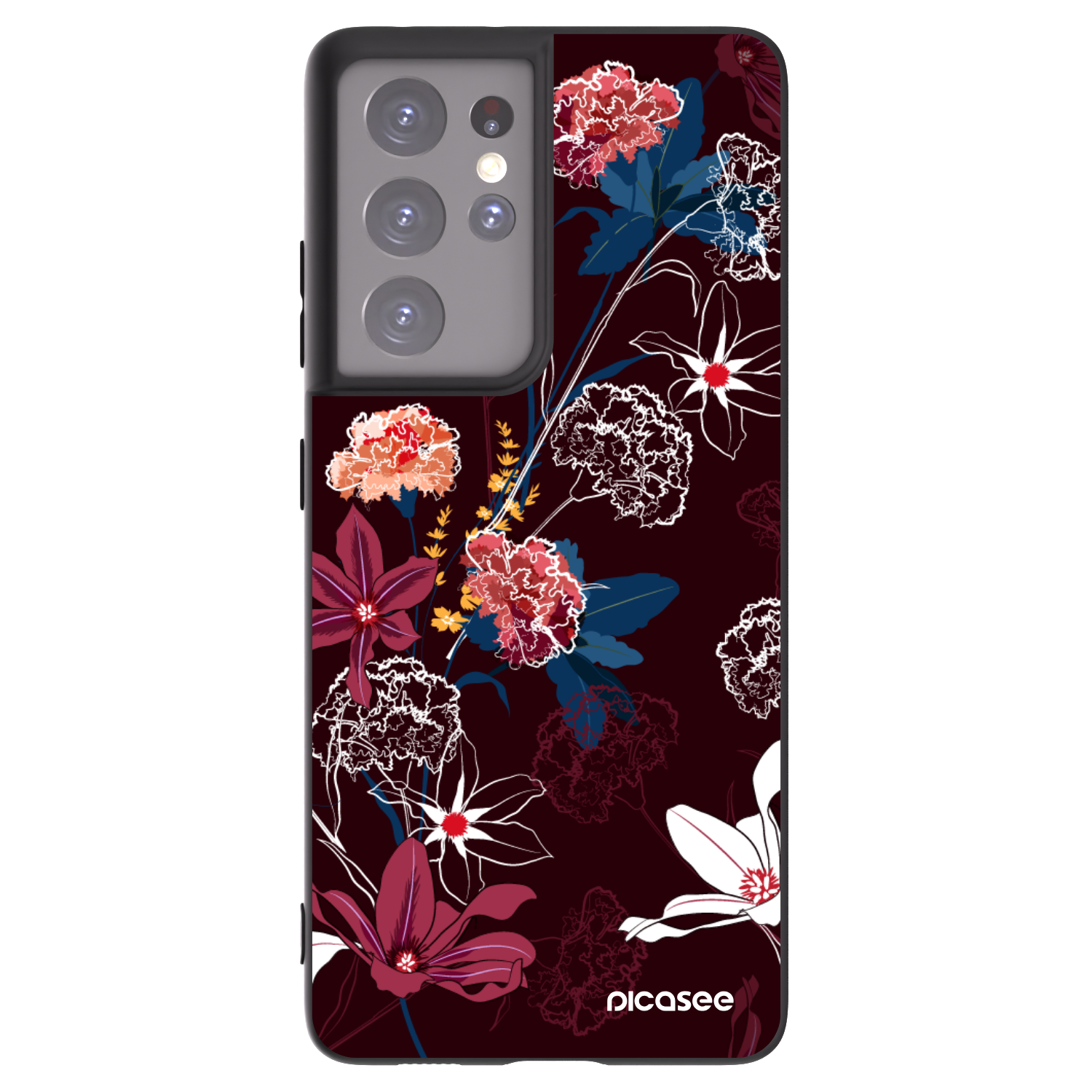 Picasee Μαύρη θήκη σιλικόνης για Samsung Galaxy S21 Ultra 5G G998B - Dark Meadow