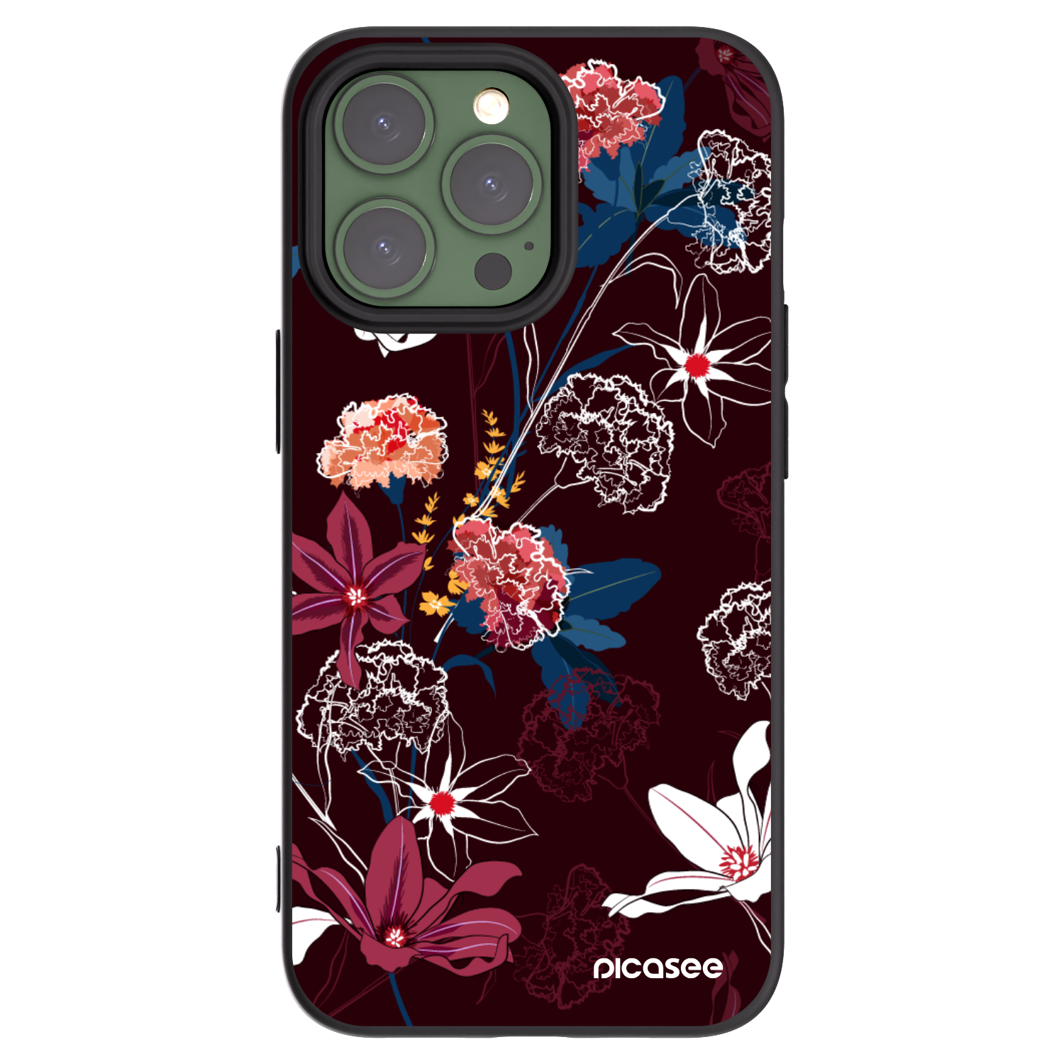 Picasee Μαύρη θήκη σιλικόνης για Apple iPhone 13 Pro - Dark Meadow