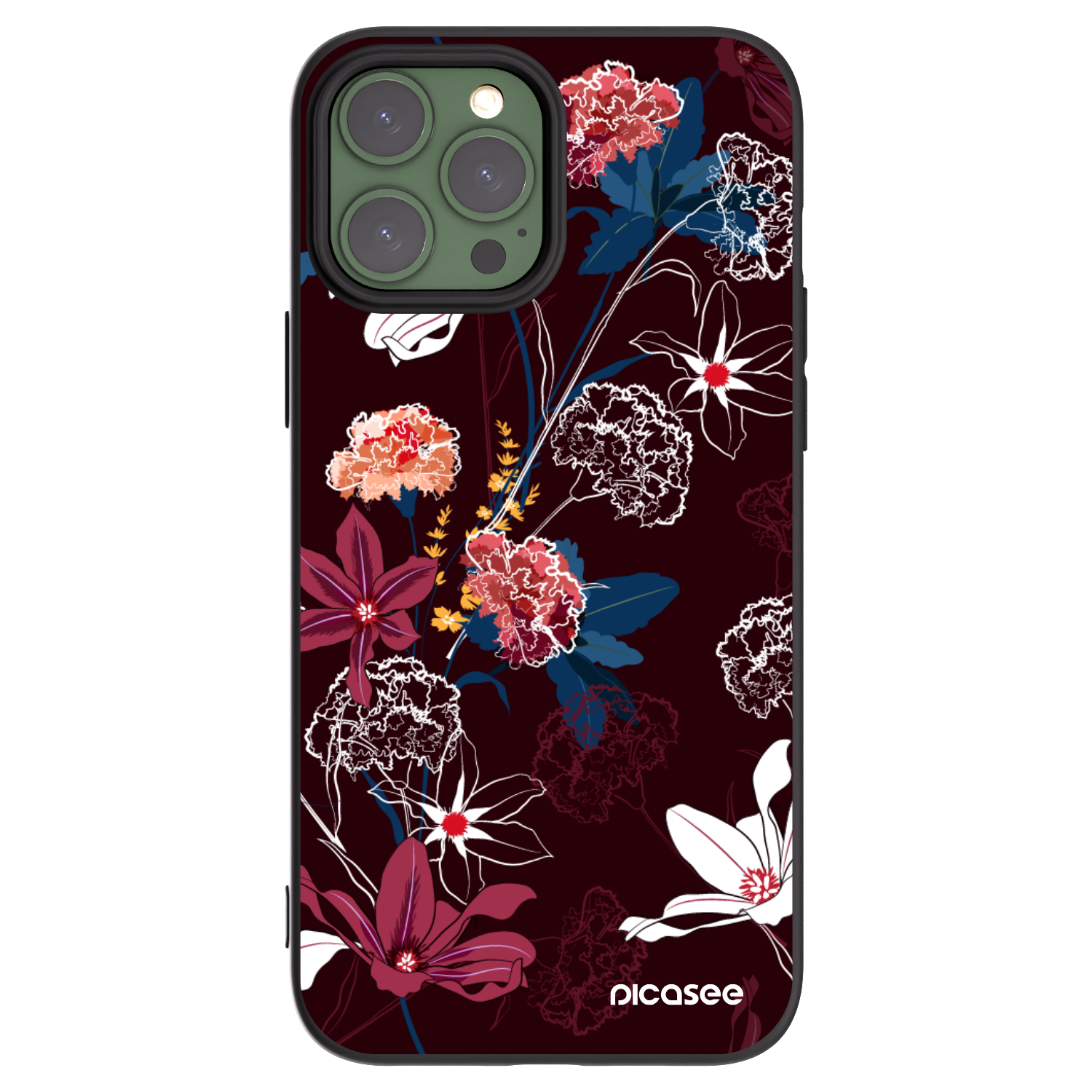 Picasee Μαύρη θήκη σιλικόνης για Apple iPhone 13 Pro Max - Dark Meadow