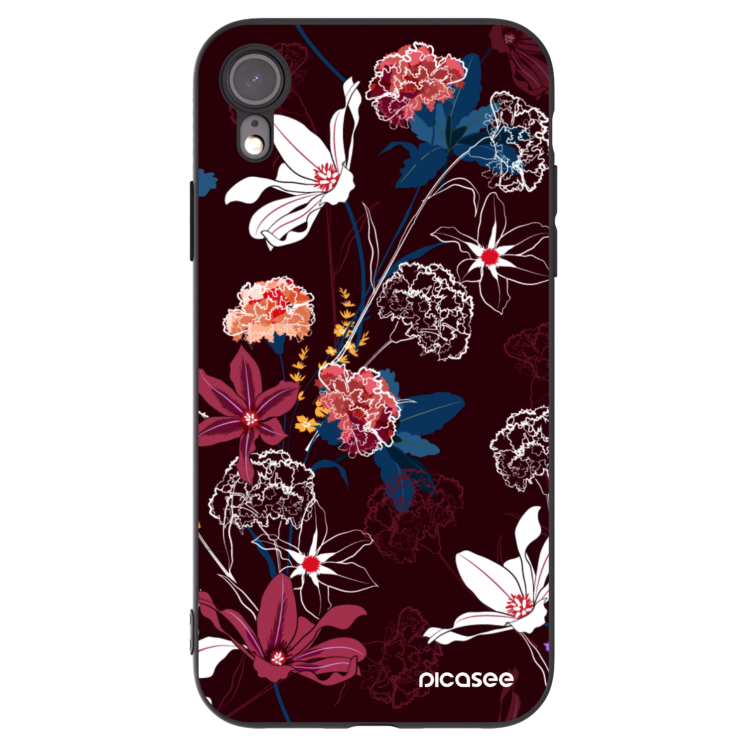 Picasee Μαύρη θήκη σιλικόνης για Apple iPhone XR - Dark Meadow