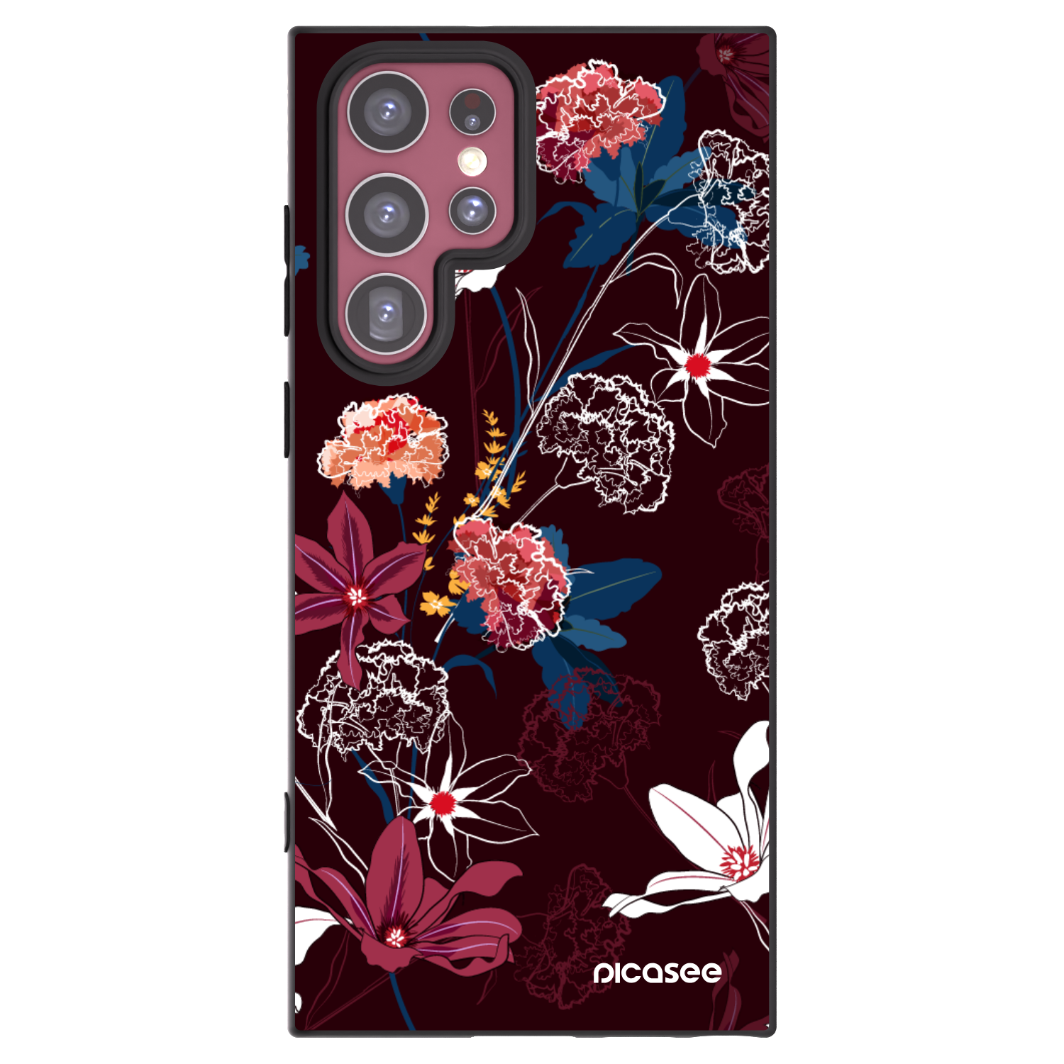 Picasee Μαύρη θήκη σιλικόνης για Samsung Galaxy S22 Ultra 5G - Dark Meadow
