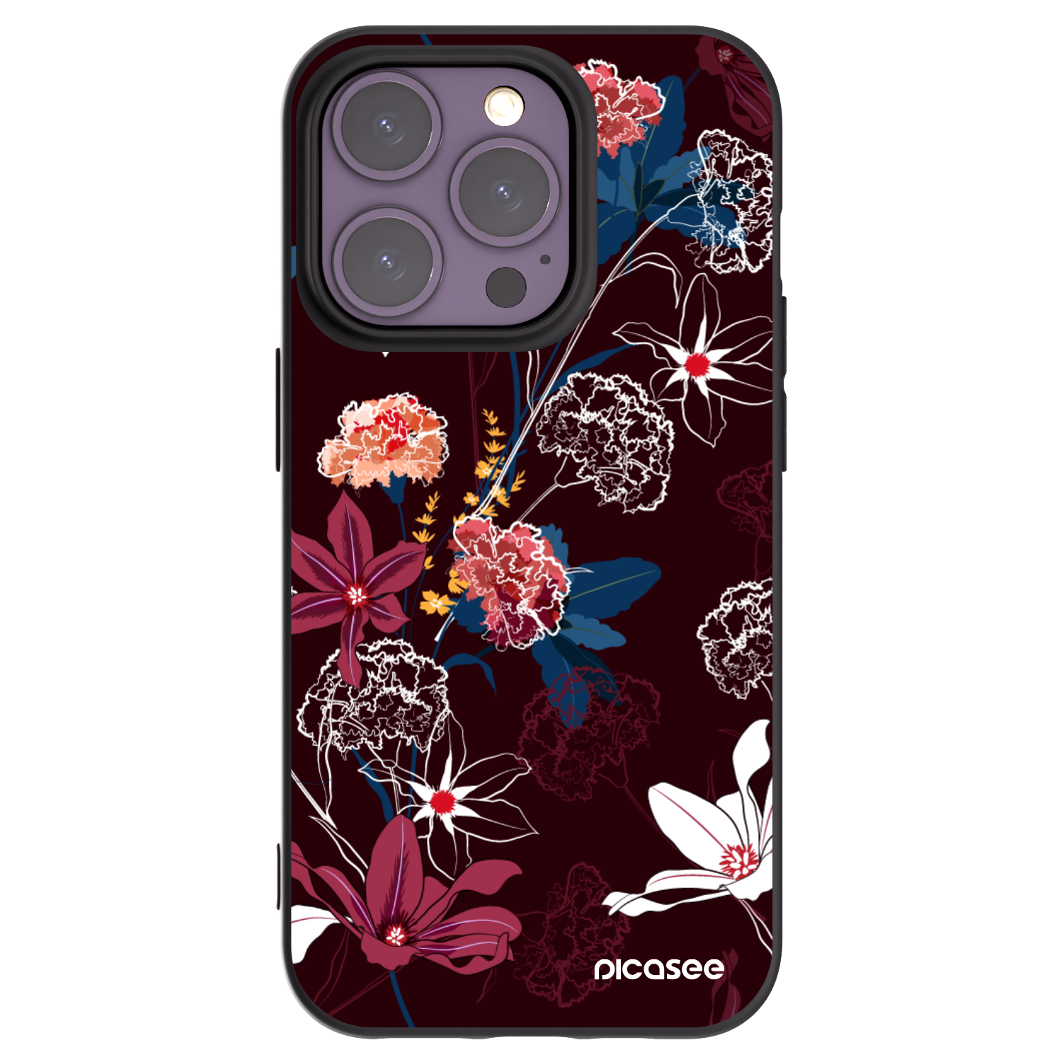 Picasee Μαύρη θήκη σιλικόνης για Apple iPhone 14 Pro - Dark Meadow