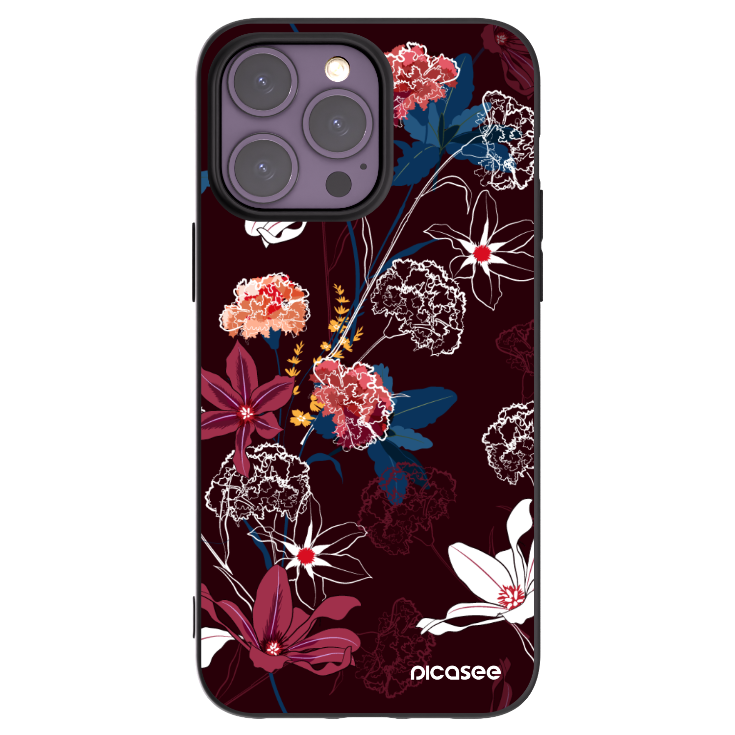 Picasee Μαύρη θήκη σιλικόνης για Apple iPhone 14 Pro Max - Dark Meadow