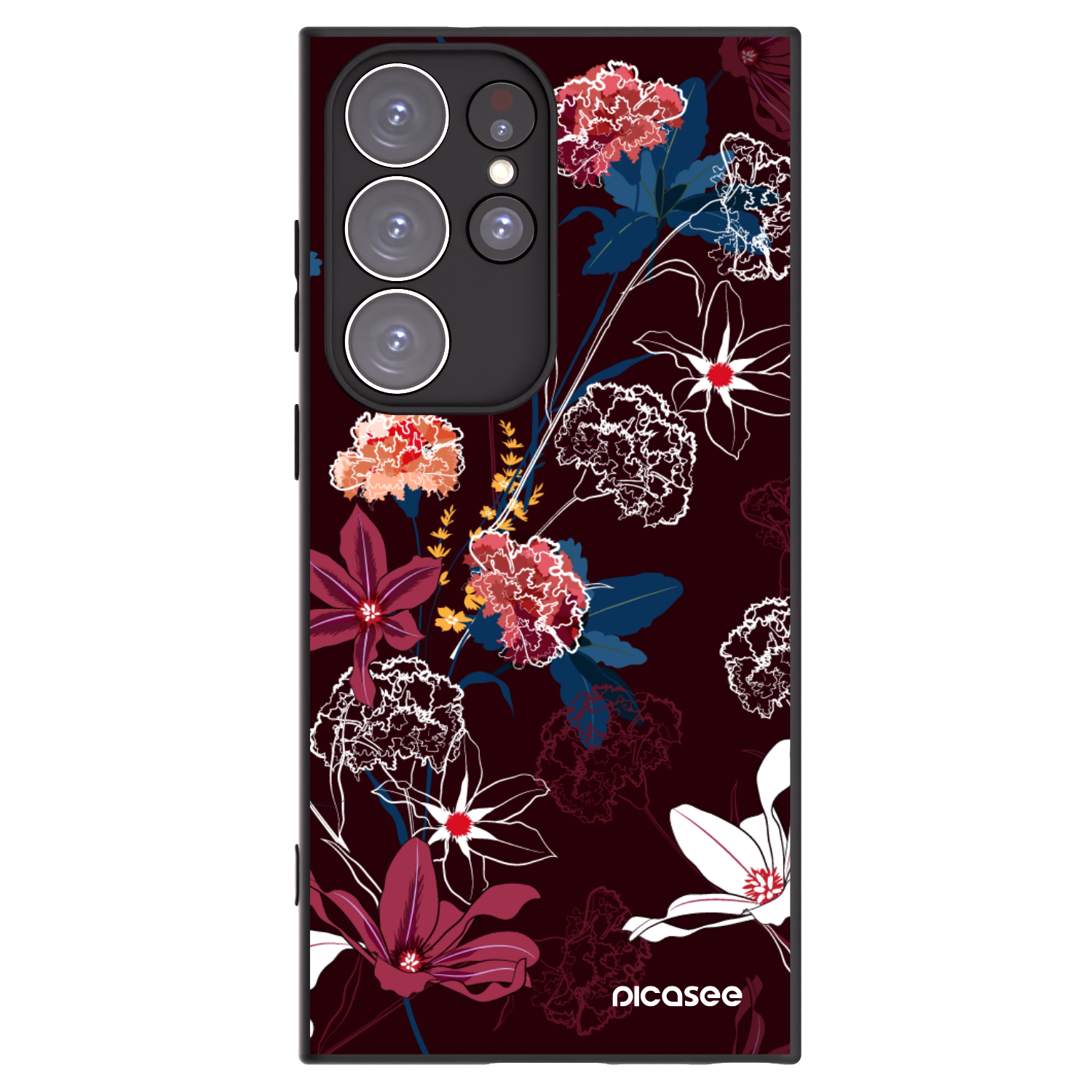 Picasee Μαύρη θήκη σιλικόνης για Samsung Galaxy S23 Ultra 5G - Dark Meadow