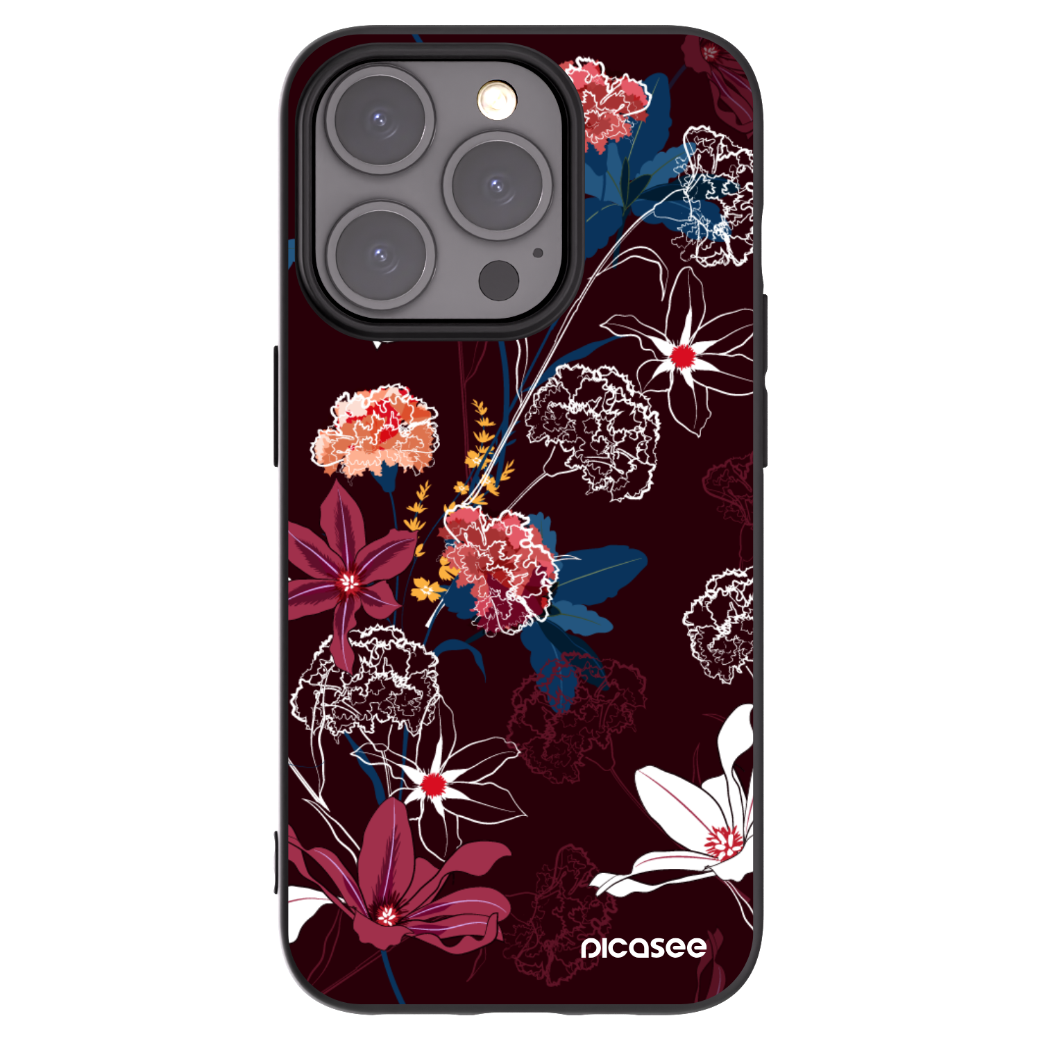 Picasee Μαύρη θήκη σιλικόνης για Apple iPhone 15 Pro - Dark Meadow