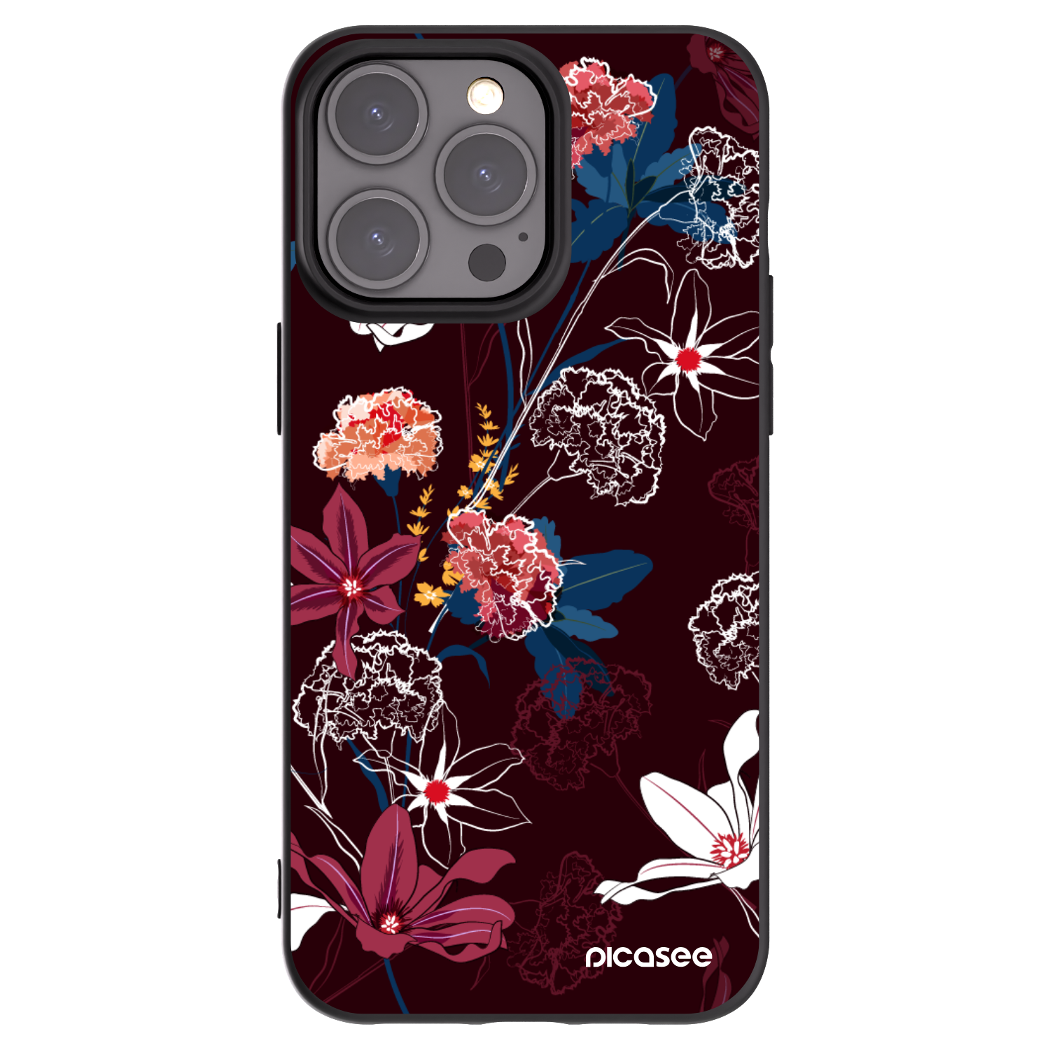 Picasee Μαύρη θήκη σιλικόνης για Apple iPhone 15 Pro Max - Dark Meadow