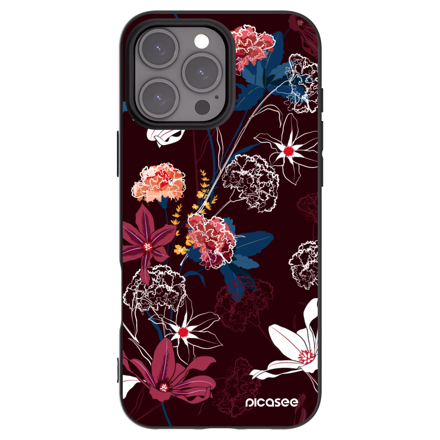 Picasee Μαύρη θήκη σιλικόνης για Apple iPhone 16 Pro Max - Dark Meadow