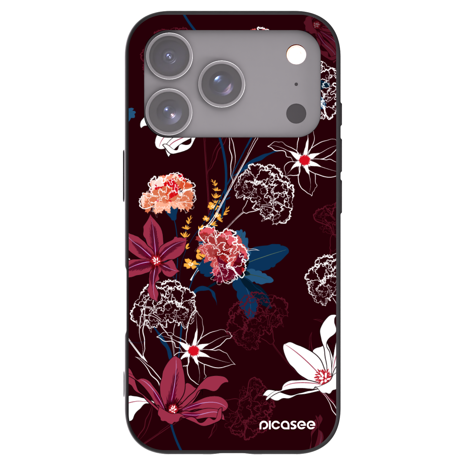 Picasee Μαύρη θήκη σιλικόνης για Apple iPhone 17 Pro - Dark Meadow