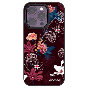 Picasee Μαύρη θήκη σιλικόνης για Apple iPhone 14 Pro - Dark Meadow