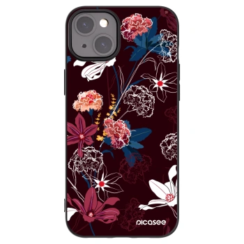 Picasee Μαύρη θήκη σιλικόνης για Apple iPhone 15 Plus - Dark Meadow