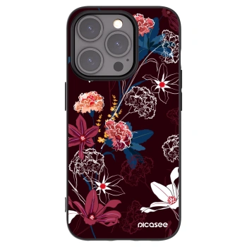 Picasee Μαύρη θήκη σιλικόνης για Apple iPhone 15 Pro - Dark Meadow