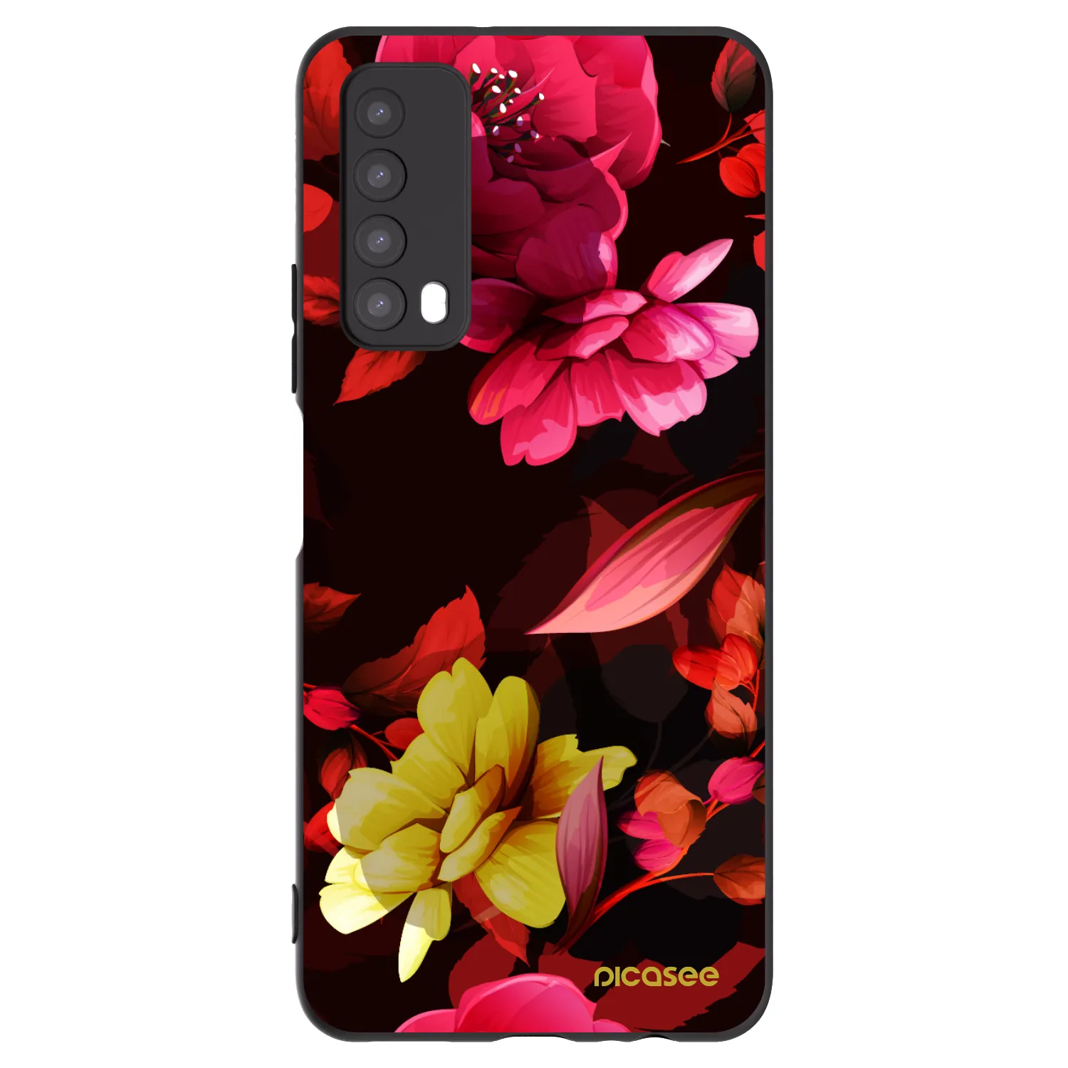 Picasee Μαύρη θήκη σιλικόνης για Huawei P Smart 2021 - Dark Peonny