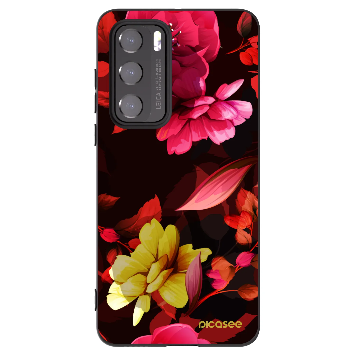 Picasee Μαύρη θήκη σιλικόνης για Huawei P40 - Dark Peonny
