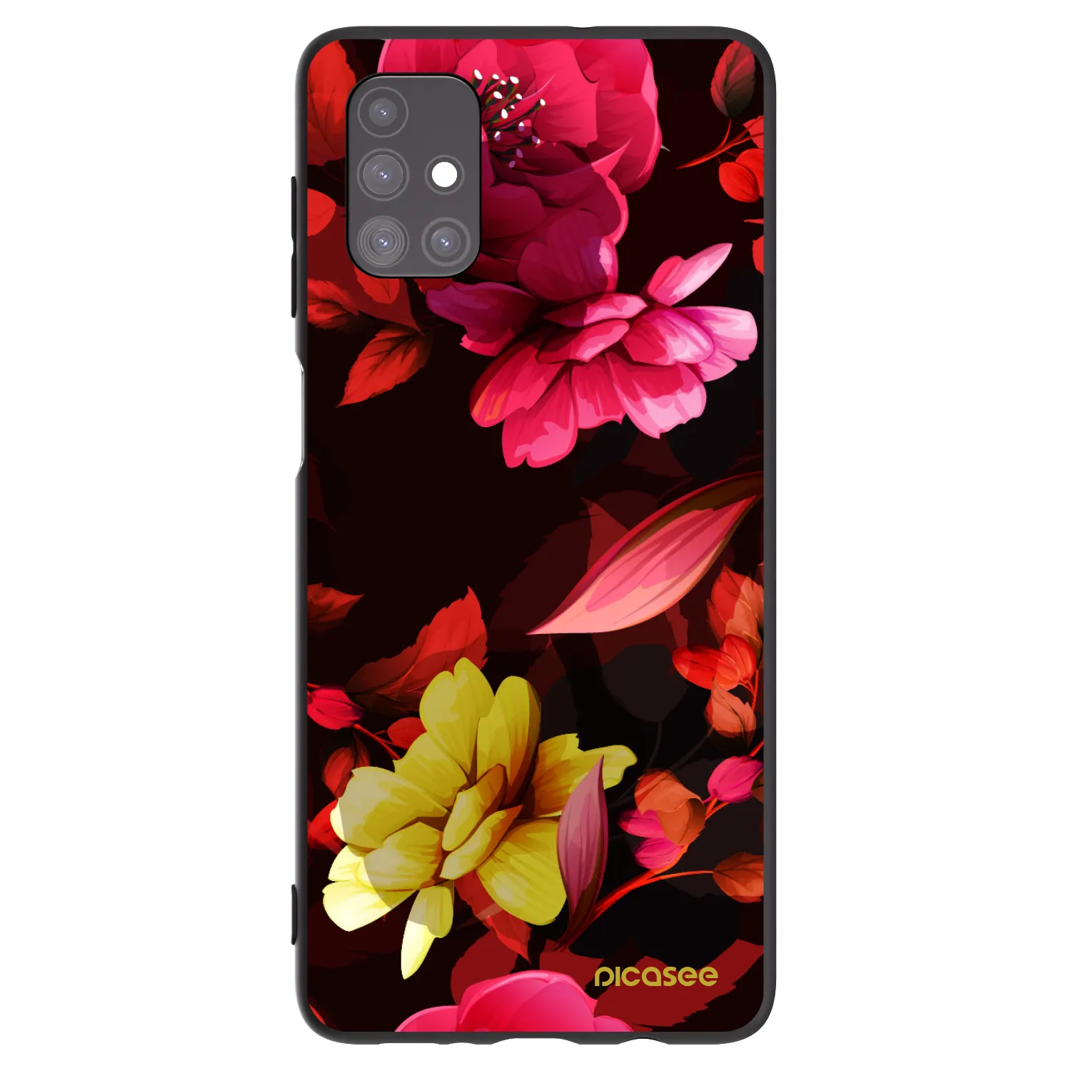 Picasee Μαύρη θήκη σιλικόνης για Samsung Galaxy M51 M515F - Dark Peonny