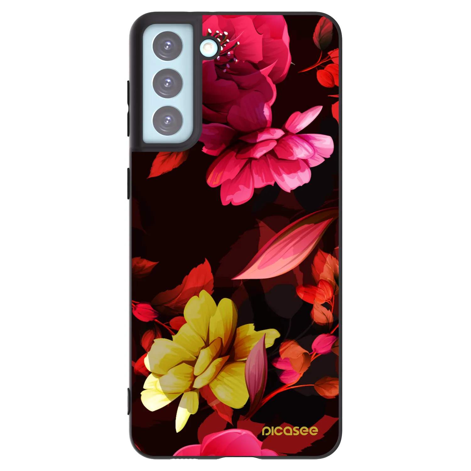 Picasee Μαύρη θήκη σιλικόνης για Samsung Galaxy S21+ 5G G996F - Dark Peonny