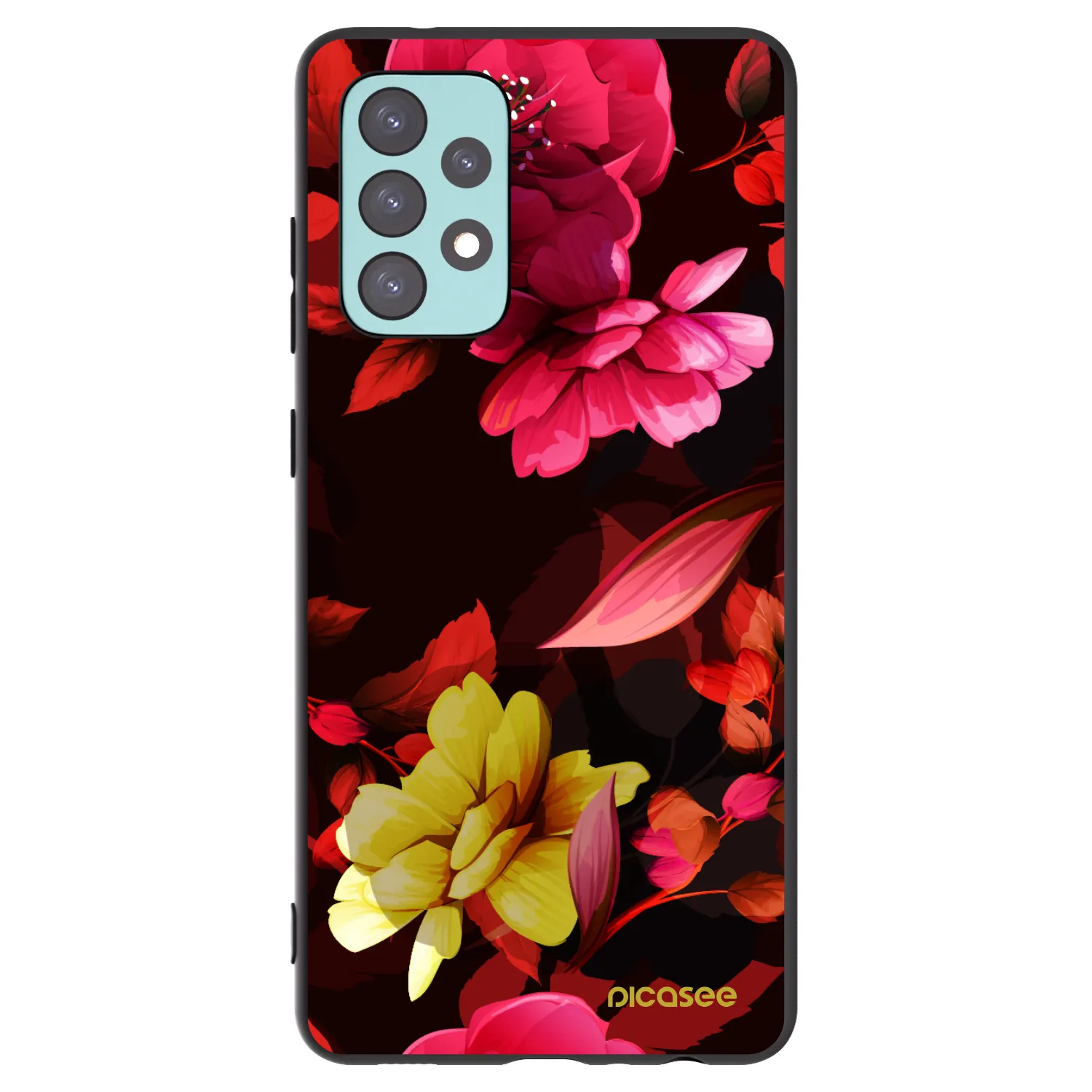 Picasee Μαύρη θήκη σιλικόνης για Samsung Galaxy A72 A725F - Dark Peonny