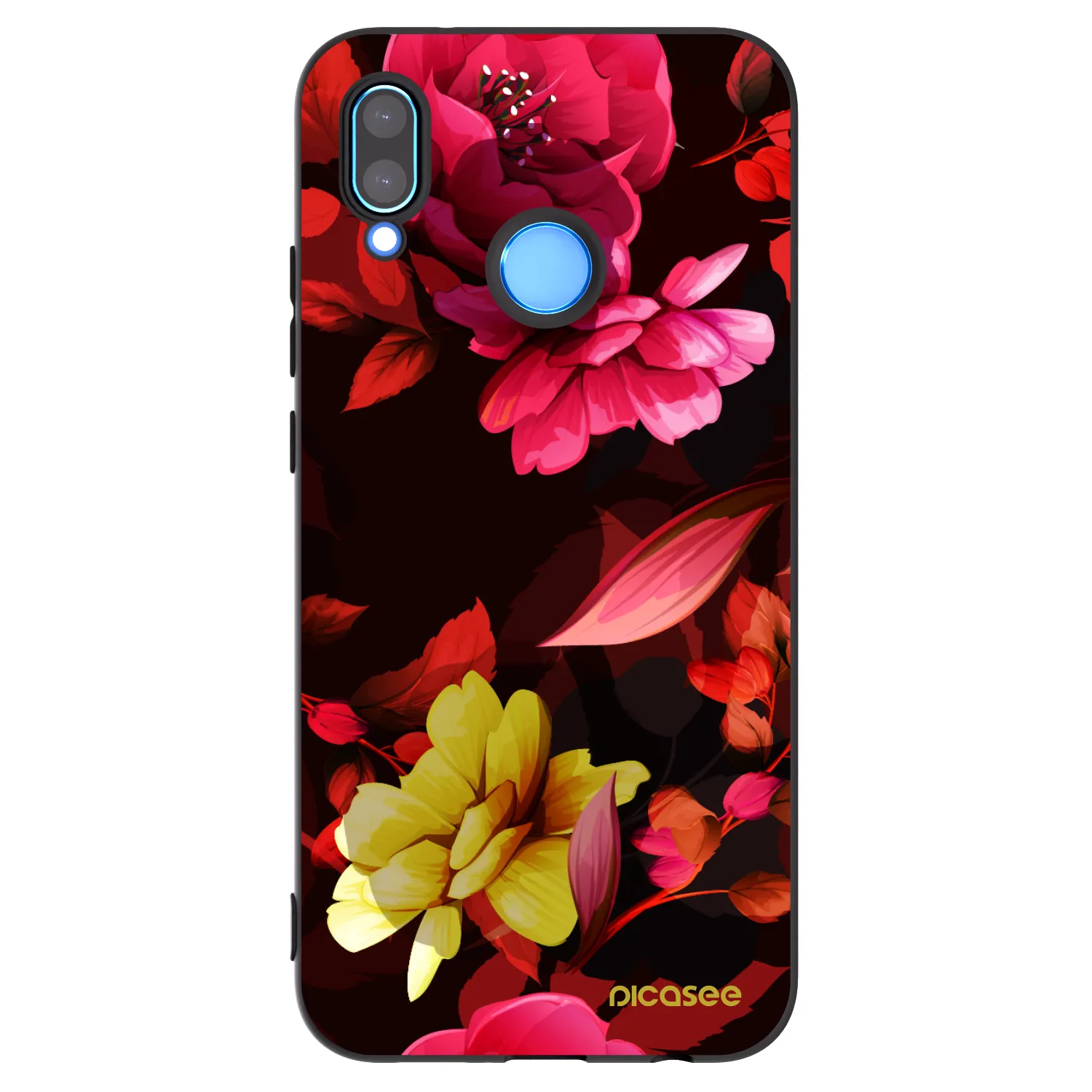 Picasee Μαύρη θήκη σιλικόνης για Huawei P20 Lite - Dark Peonny