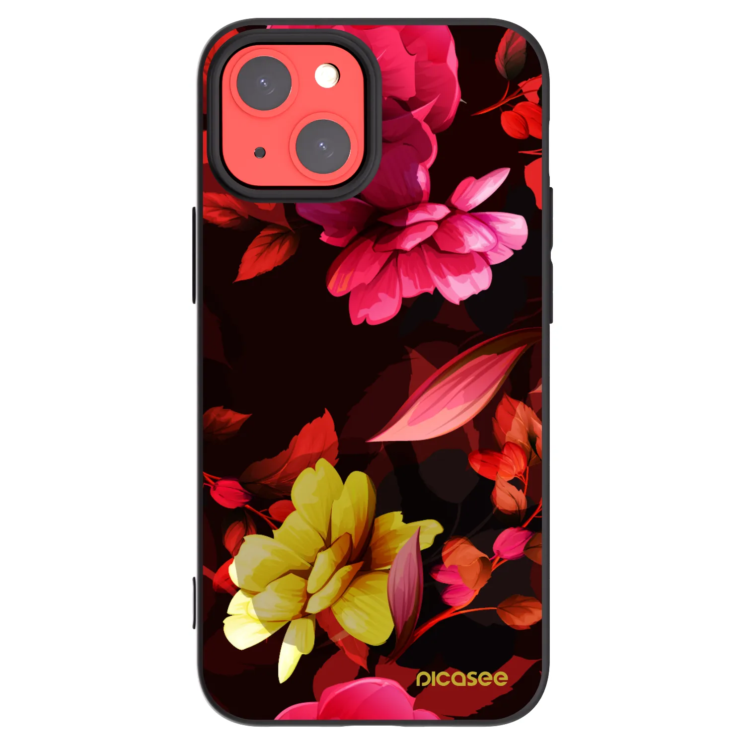 Picasee Μαύρη θήκη σιλικόνης για Apple iPhone 13 mini - Dark Peonny