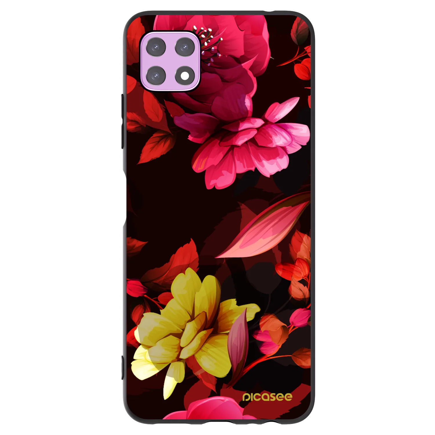 Picasee Μαύρη θήκη σιλικόνης για Samsung Galaxy A22 A226B 5G - Dark Peonny