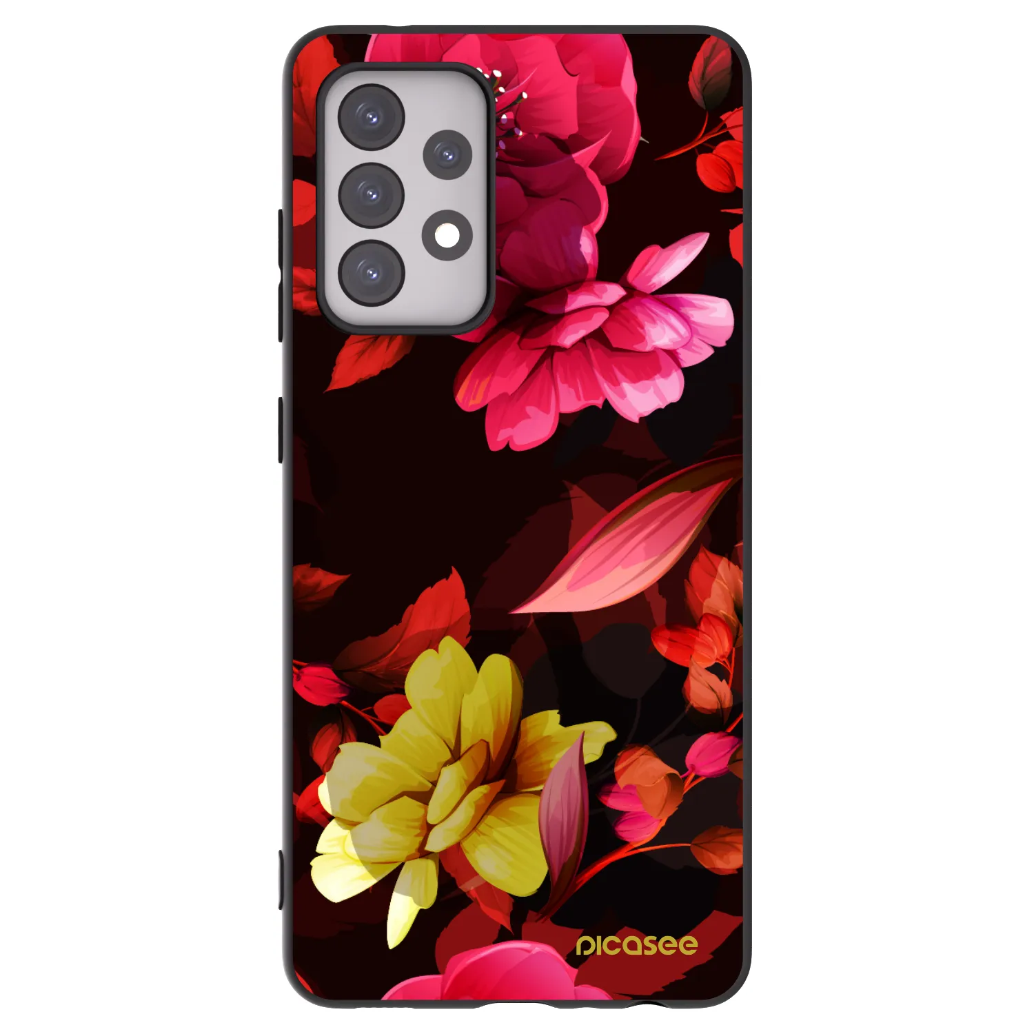 Picasee Μαύρη θήκη σιλικόνης για Samsung Galaxy A52s 5G A528B - Dark Peonny