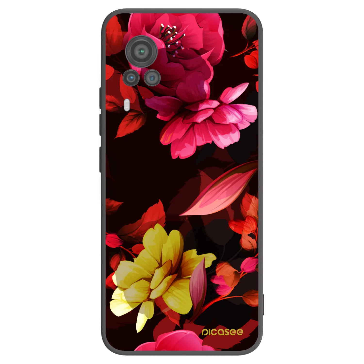 Picasee Μαύρη θήκη σιλικόνης για Vivo X60 Pro 5G - Dark Peonny