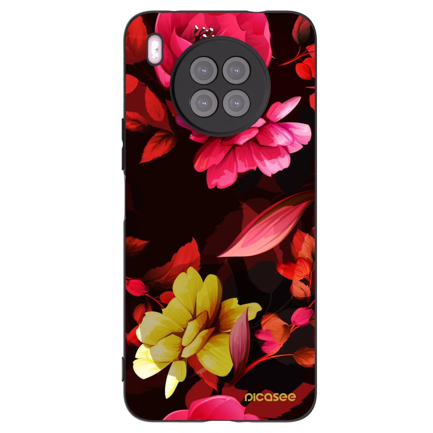 Picasee Μαύρη θήκη σιλικόνης για Huawei Nova 8i - Dark Peonny