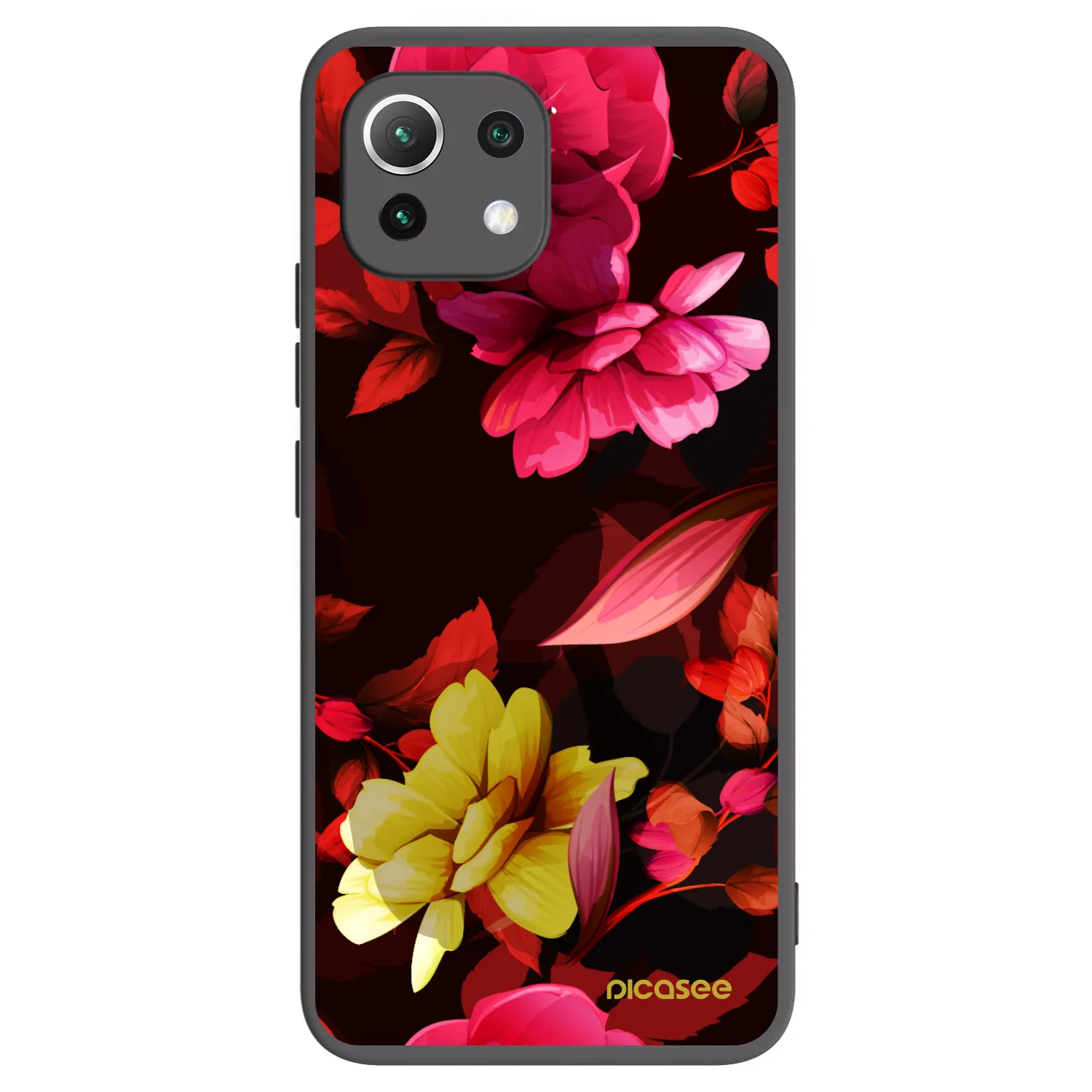 Picasee Μαύρη θήκη σιλικόνης για Xiaomi 11 Lite 5G NE - Dark Peonny