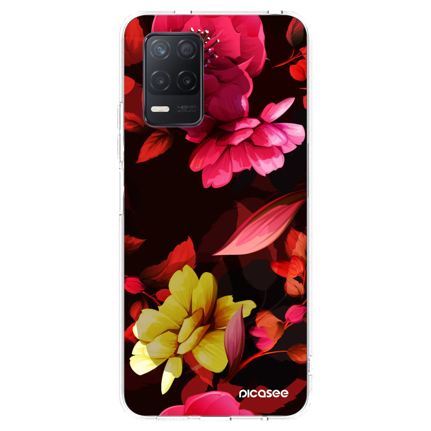 Picasee διαφανής θήκη σιλικόνης Realme 8 5G - Dark Peonny