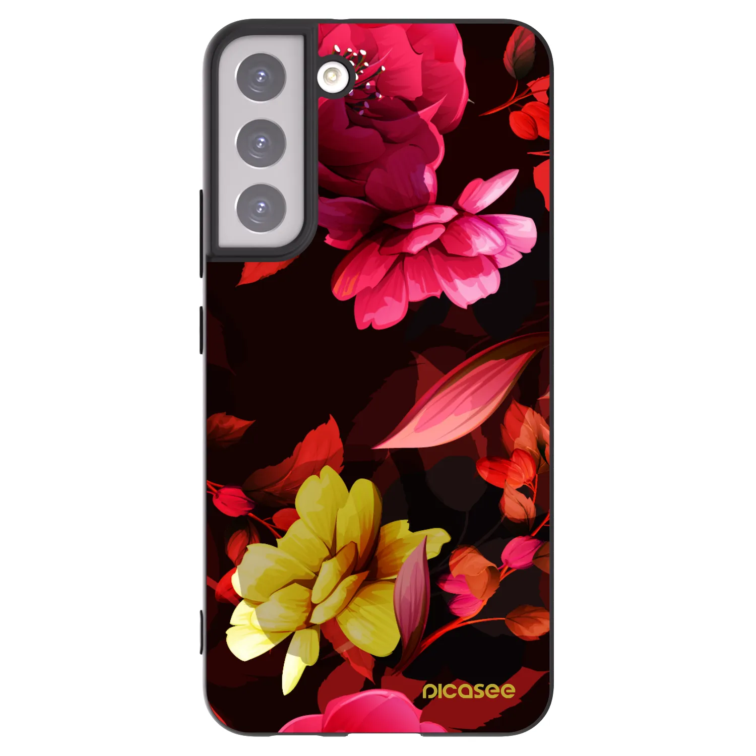 Picasee Μαύρη θήκη σιλικόνης για Samsung Galaxy S22+ 5G - Dark Peonny