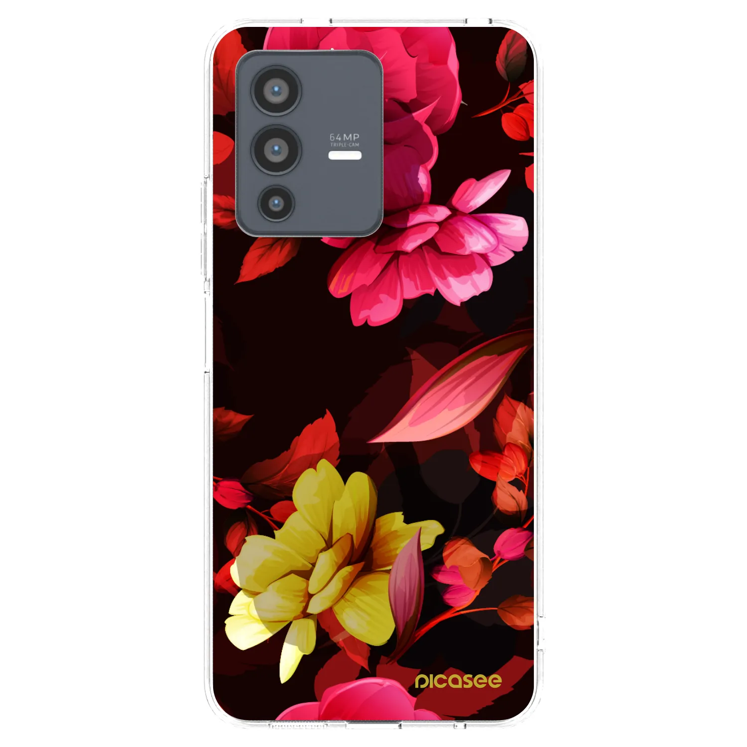 Picasee διαφανής θήκη σιλικόνης Vivo V23 5G - Dark Peonny