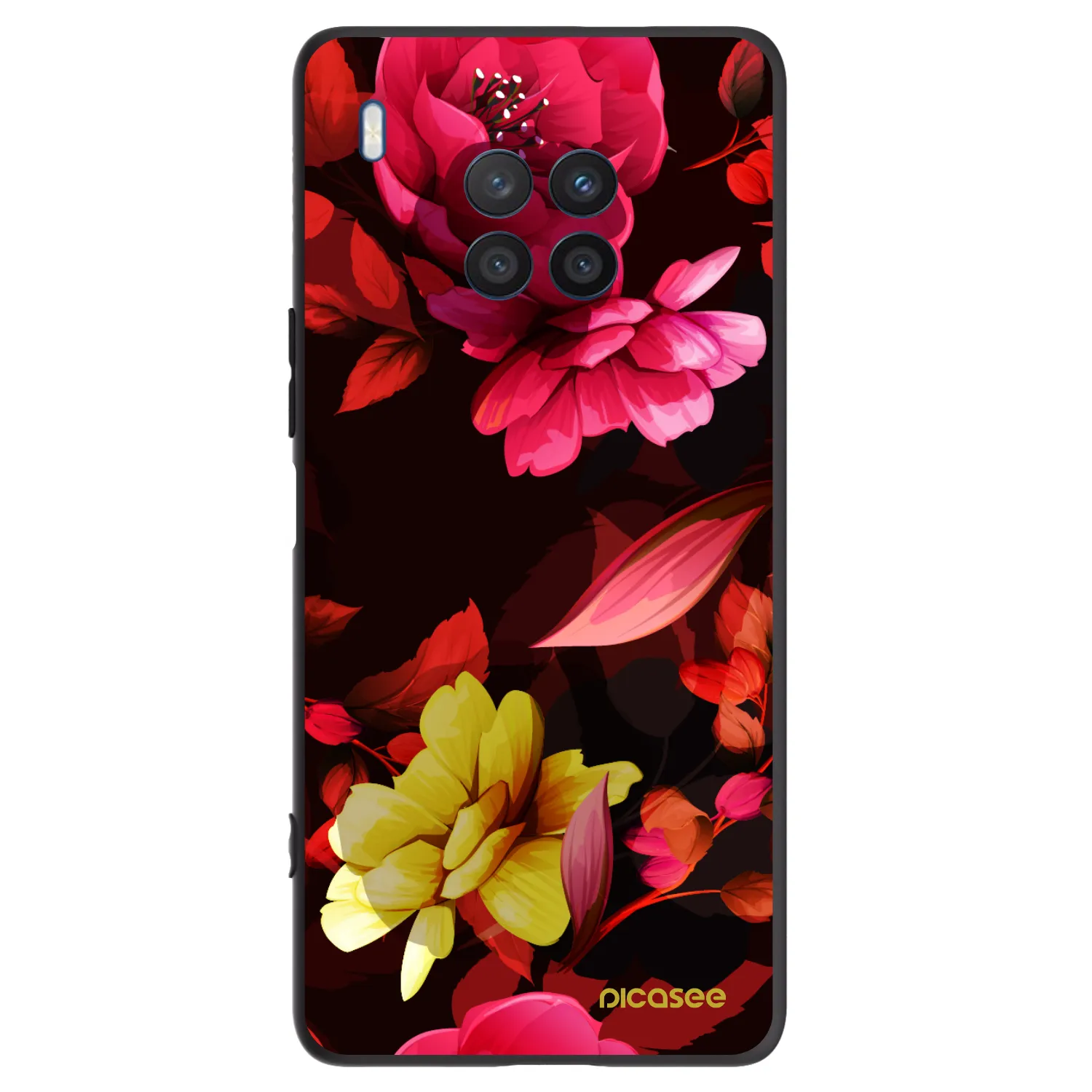 Picasee Μαύρη θήκη σιλικόνης για Honor 50 Lite - Dark Peonny