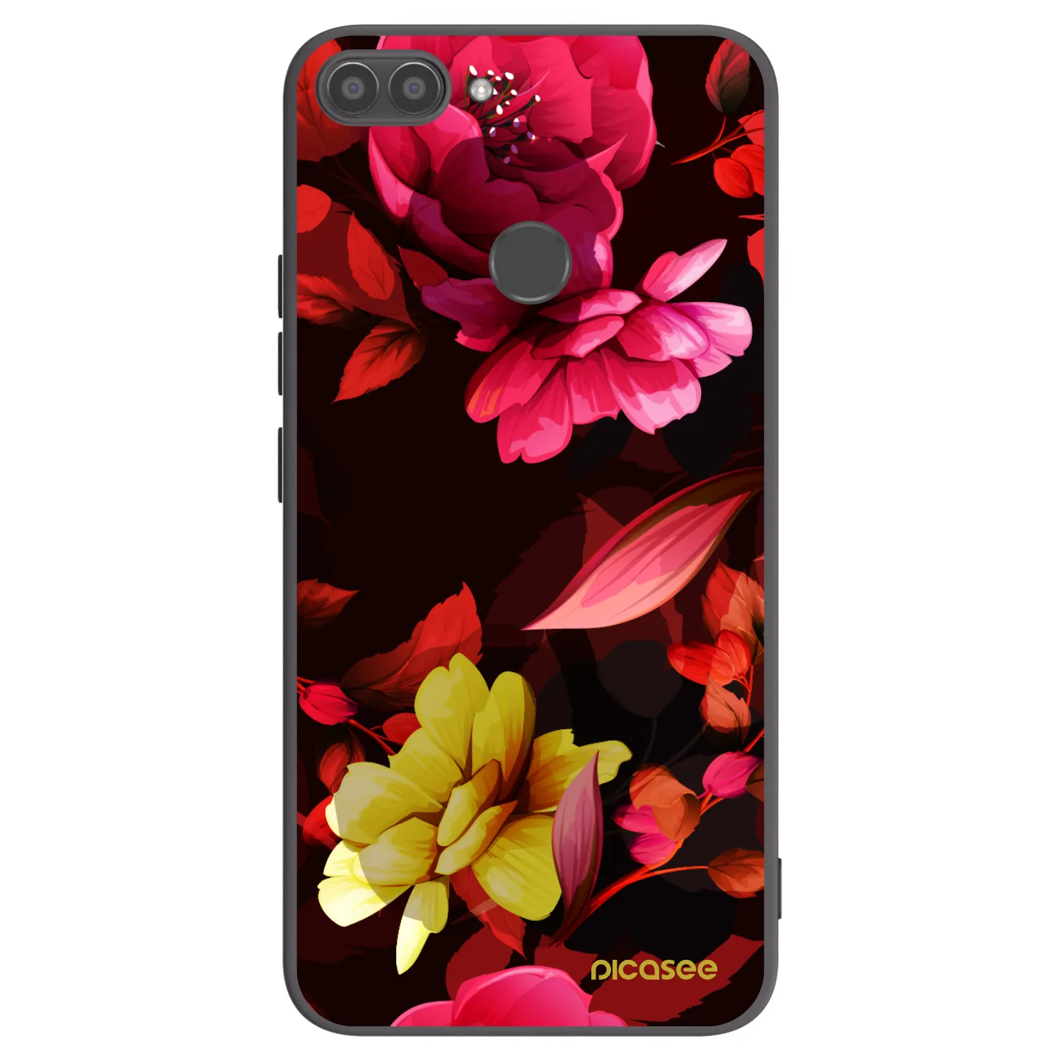 Picasee Μαύρη θήκη σιλικόνης για Huawei P Smart - Dark Peonny