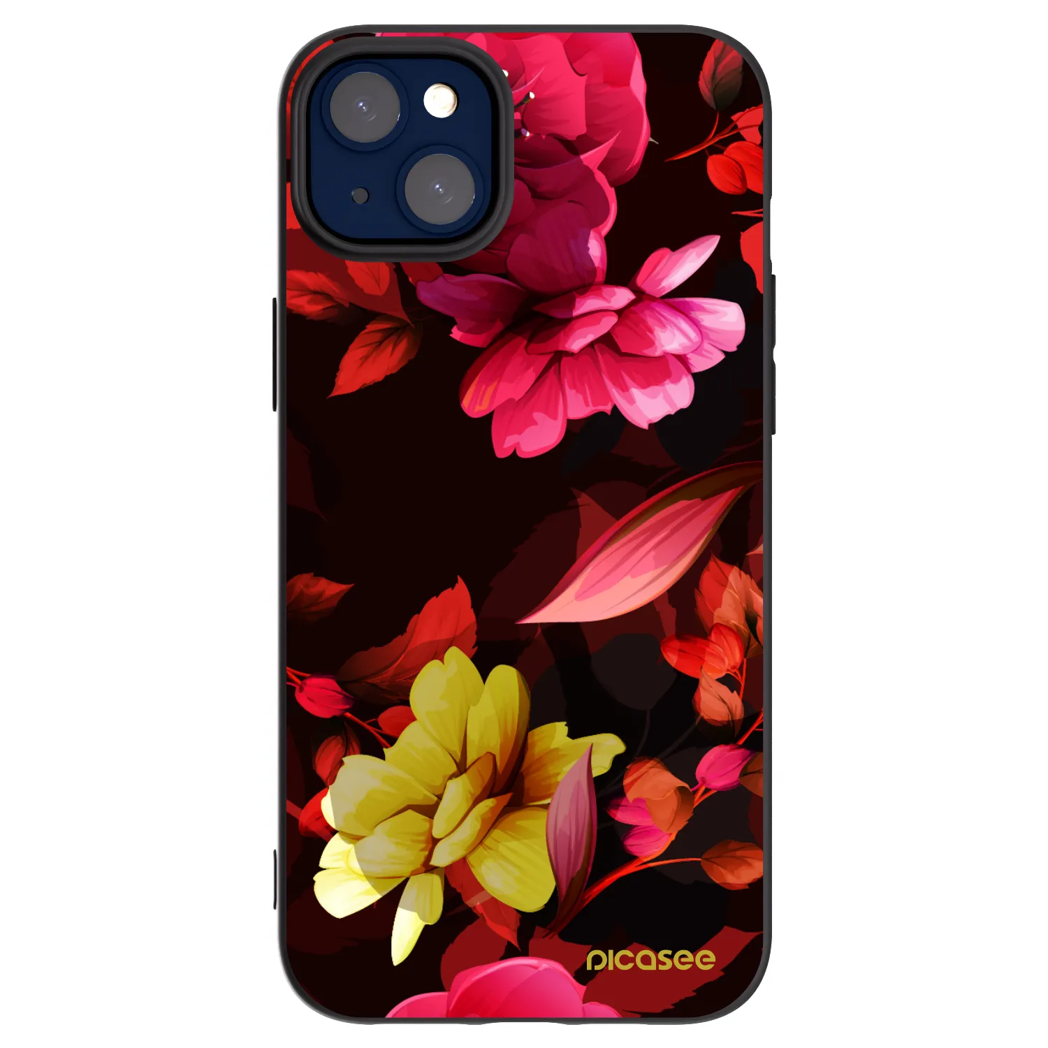 Picasee Μαύρη θήκη σιλικόνης για Apple iPhone 14 Plus - Dark Peonny