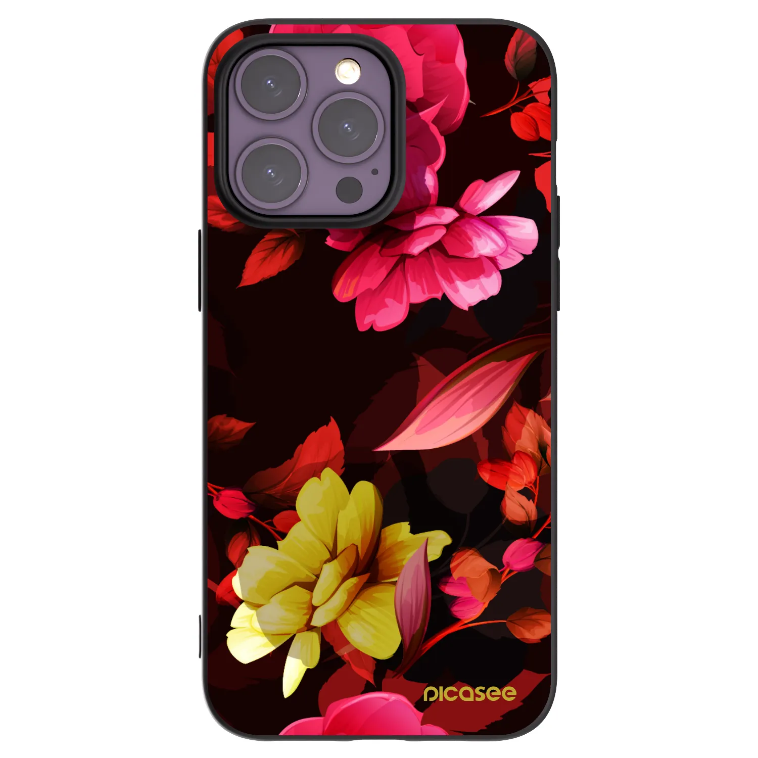 Picasee Μαύρη θήκη σιλικόνης για Apple iPhone 14 Pro Max - Dark Peonny