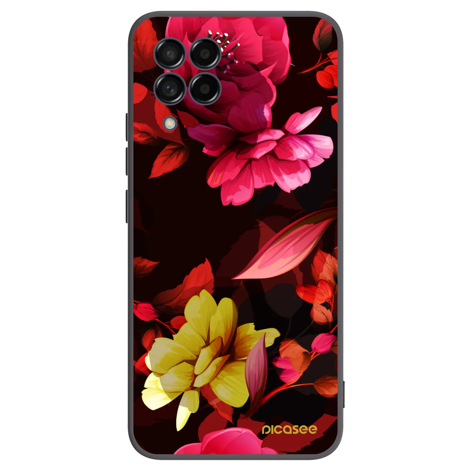 Picasee Μαύρη θήκη σιλικόνης για Samsung Galaxy M53 5G - Dark Peonny