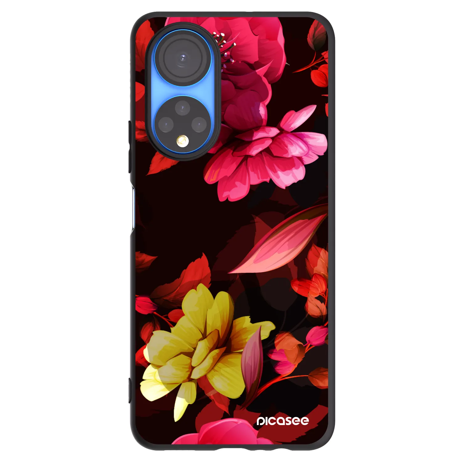 Picasee Μαύρη θήκη σιλικόνης για Honor X7 - Dark Peonny