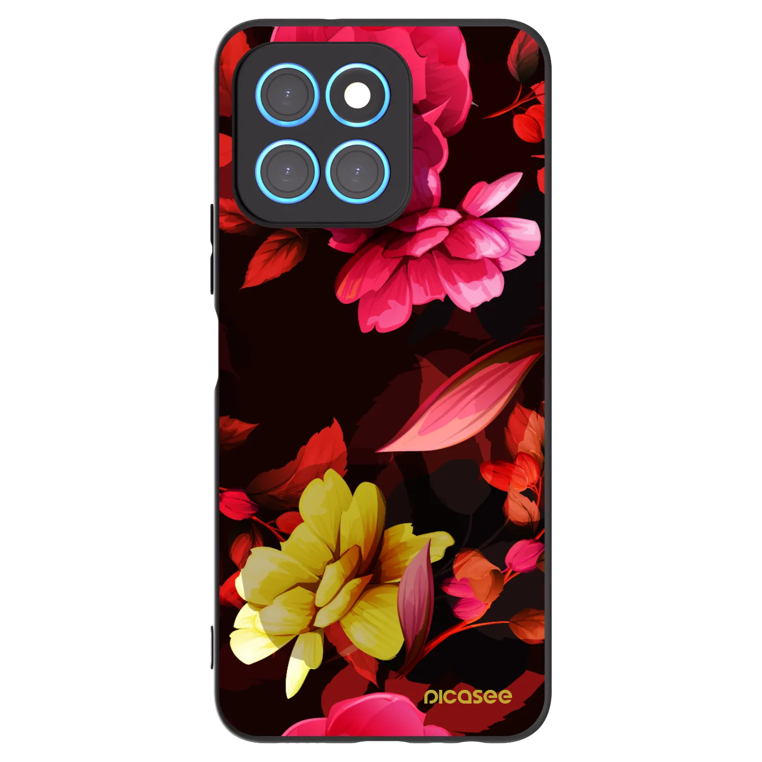 Picasee Μαύρη θήκη σιλικόνης για Honor X8 5G - Dark Peonny