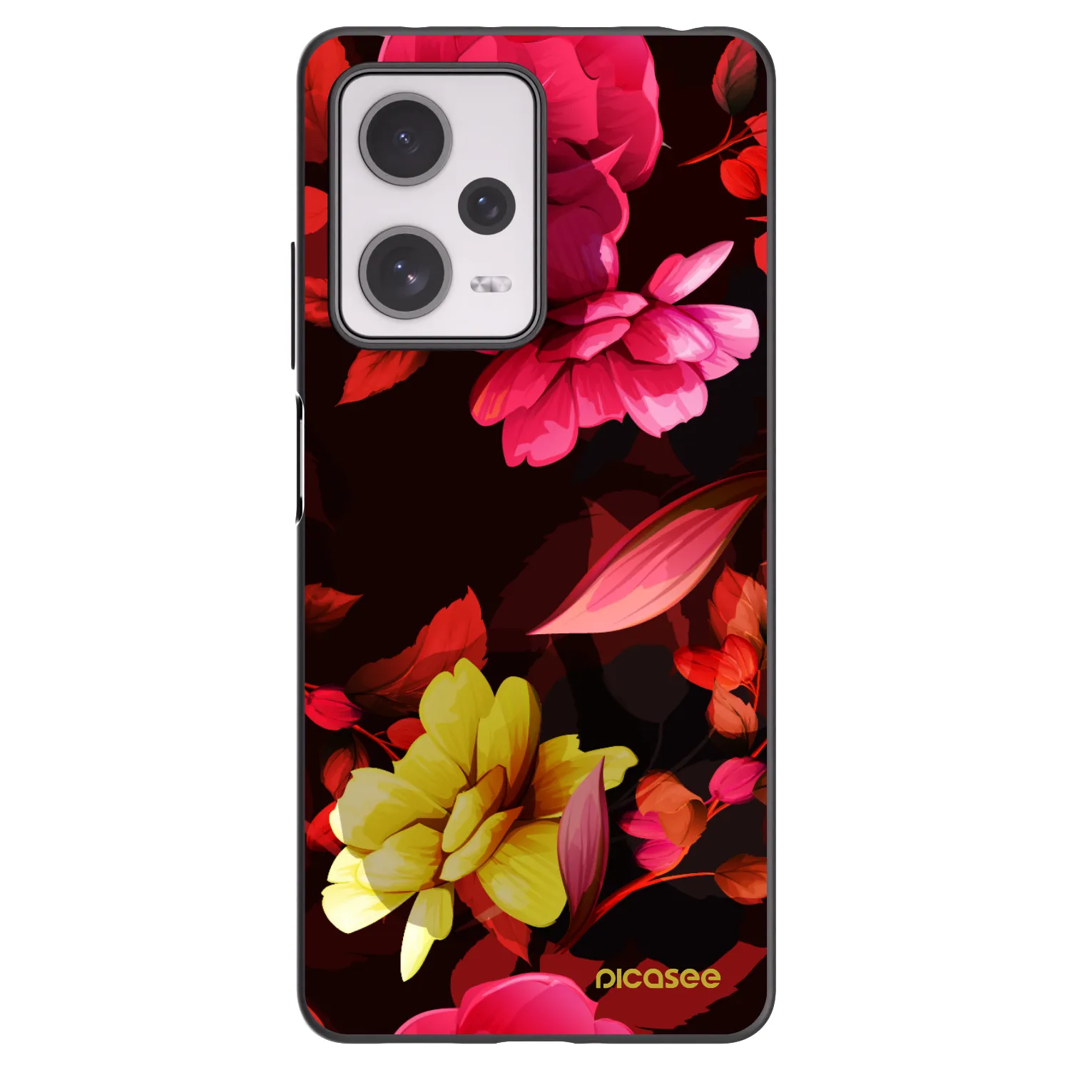 Picasee Μαύρη θήκη σιλικόνης για Xiaomi Redmi Note 12 Pro+ 5G - Dark Peonny